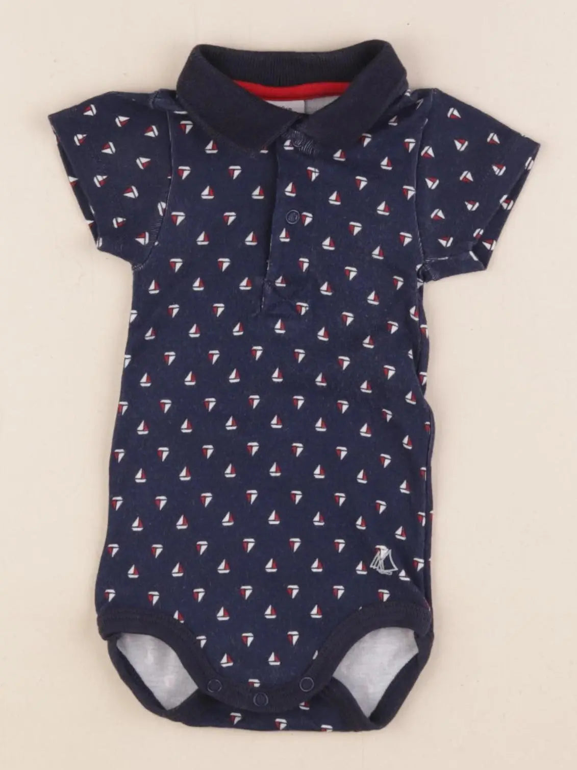 Petit Bateau - body à col bleu - 3 mois
