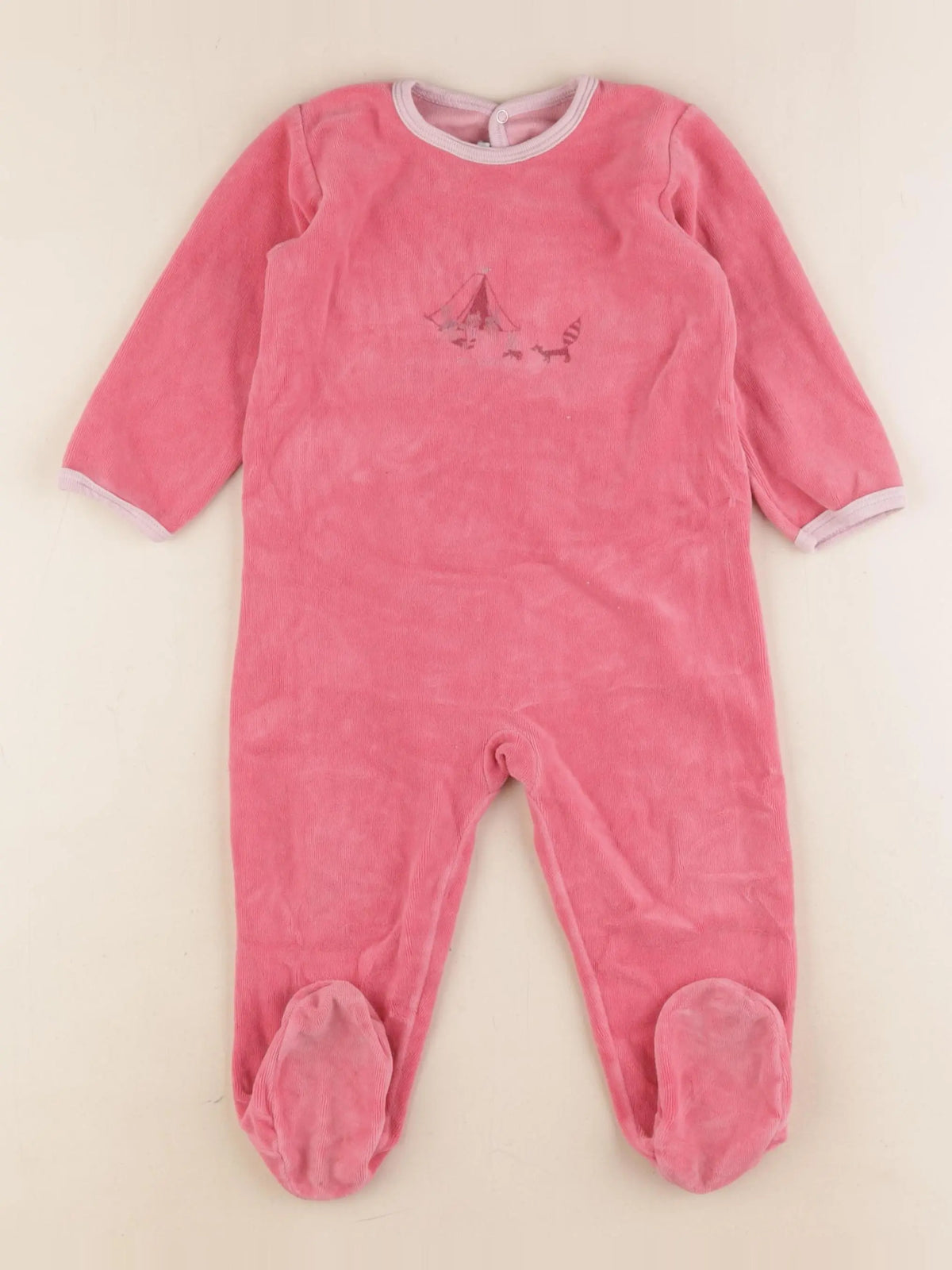 Petit Bateau - pyjama velours rose - 18 mois