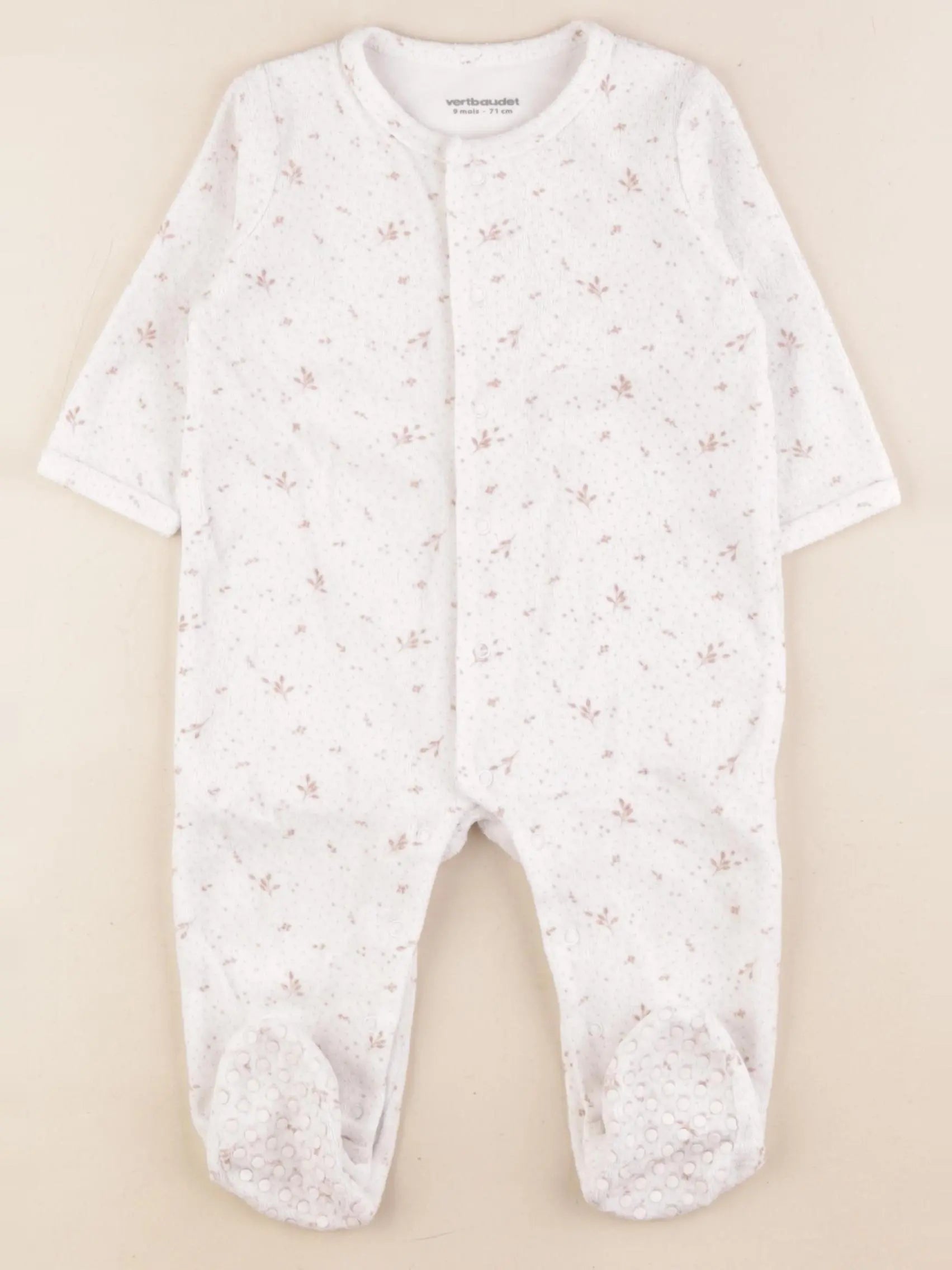 Vertbaudet - pyjama velours rose - 9 mois