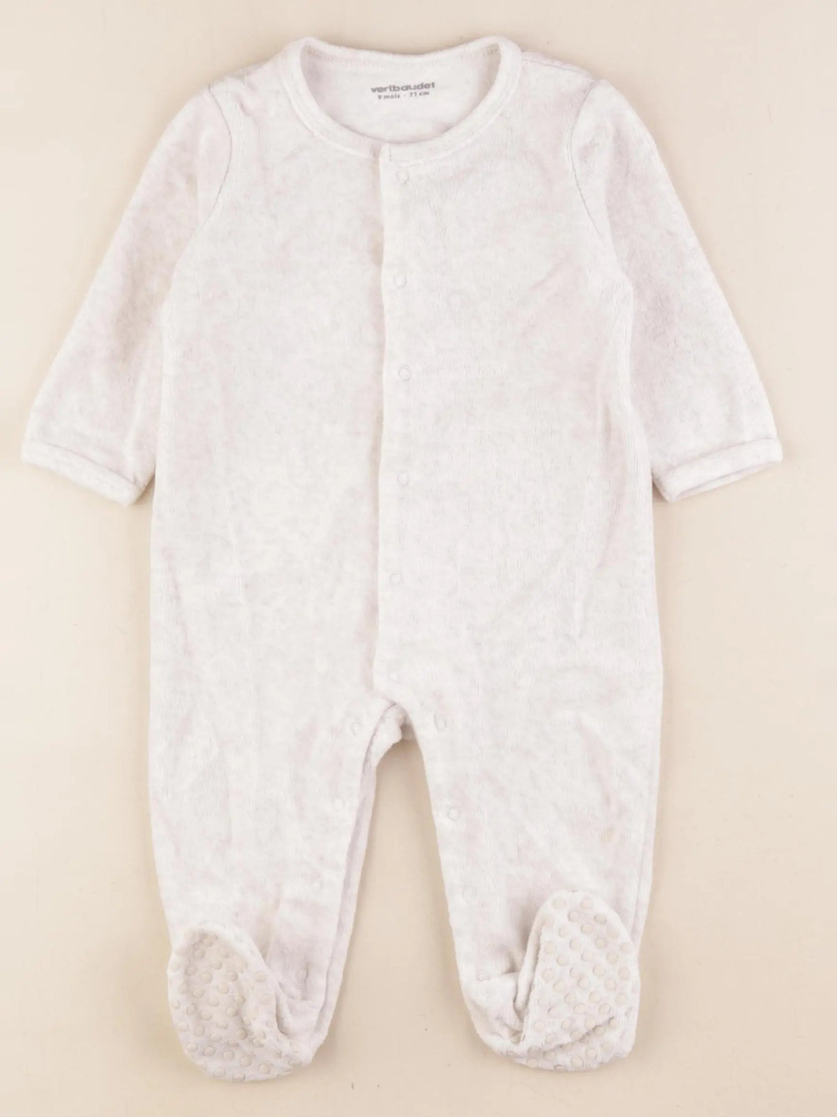 Vertbaudet - pyjama velours beige - 9 mois