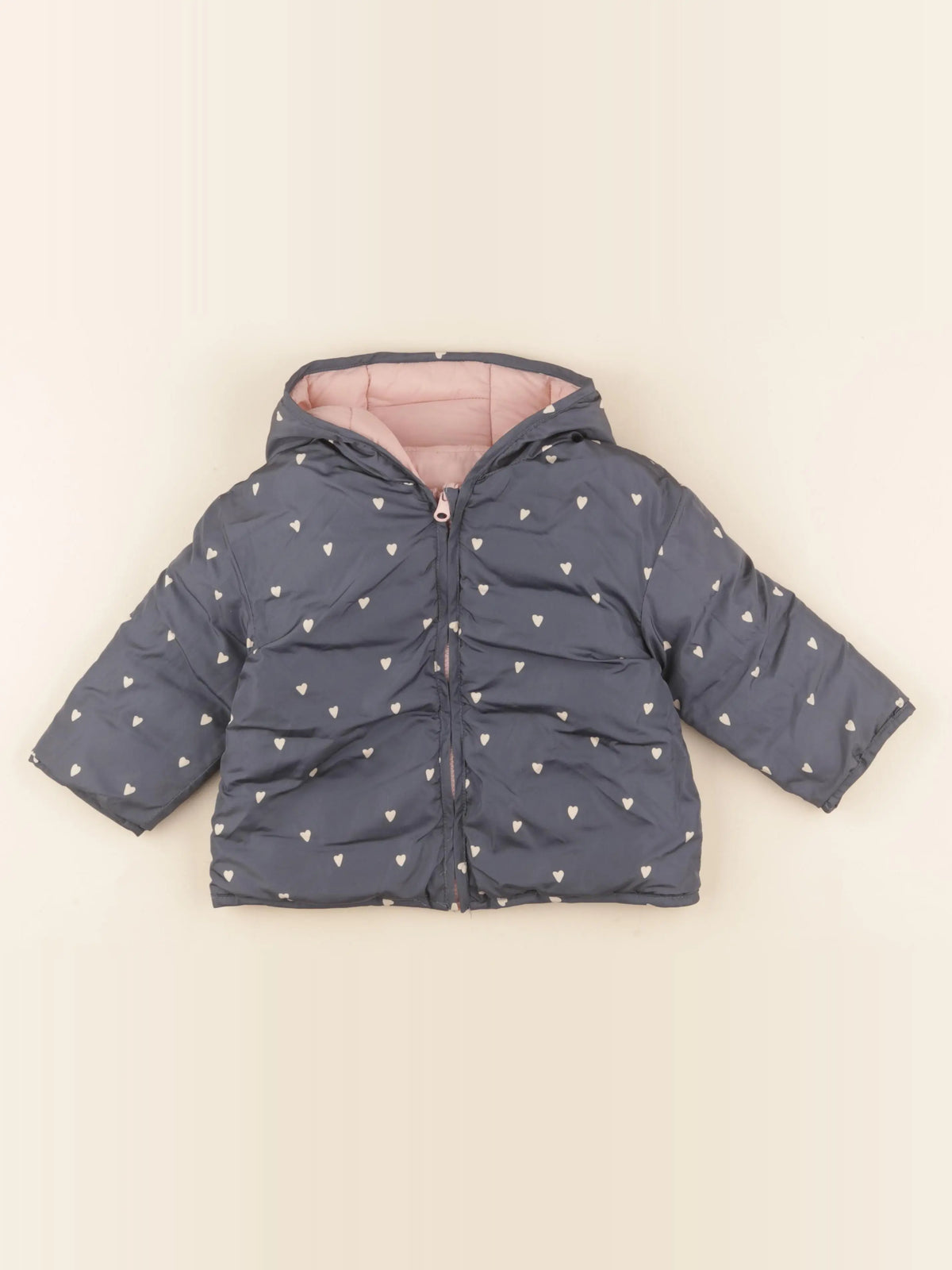 Vertbaudet - doudoune réversible bleu, rose - 2 ans