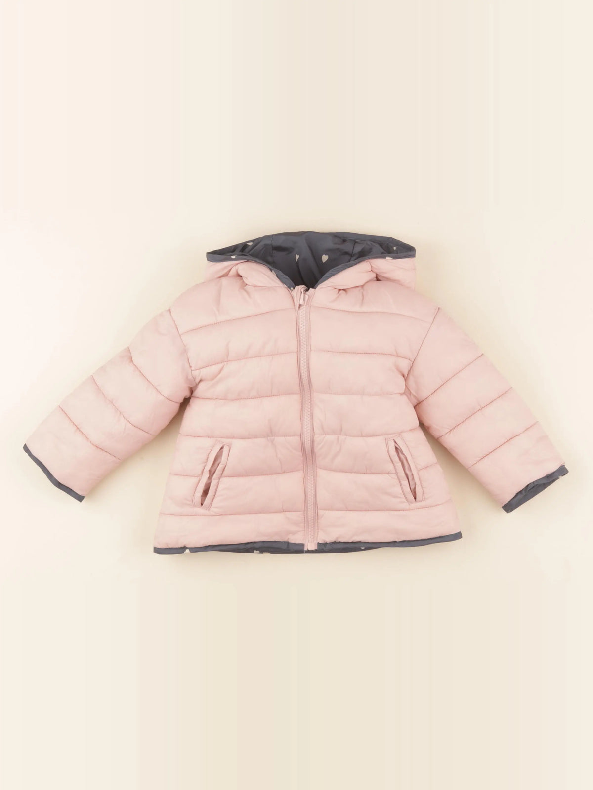 Vertbaudet - doudoune réversible bleu, rose - 2 ans
