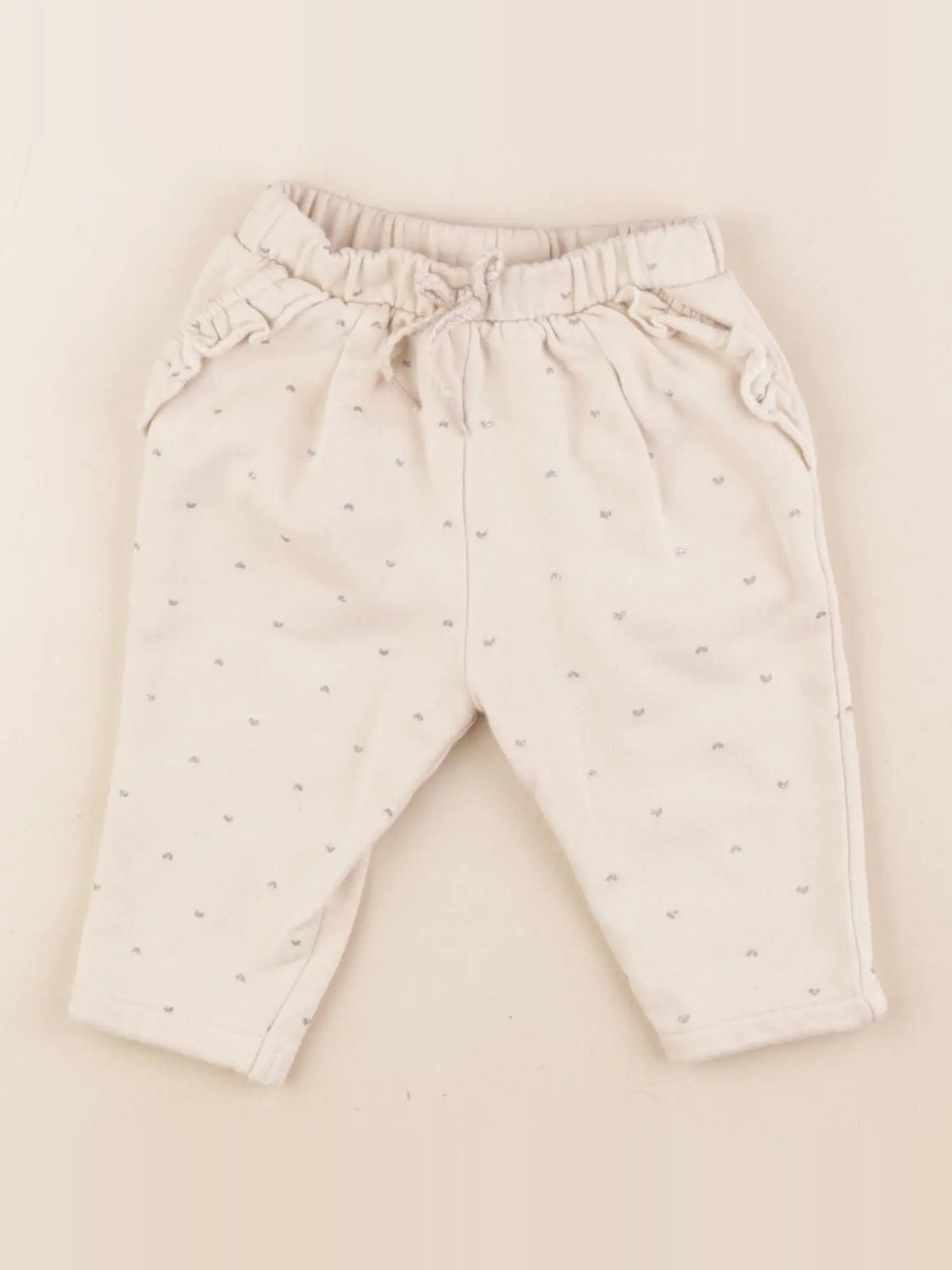 Vertbaudet - jogging beige, argent - 9 mois