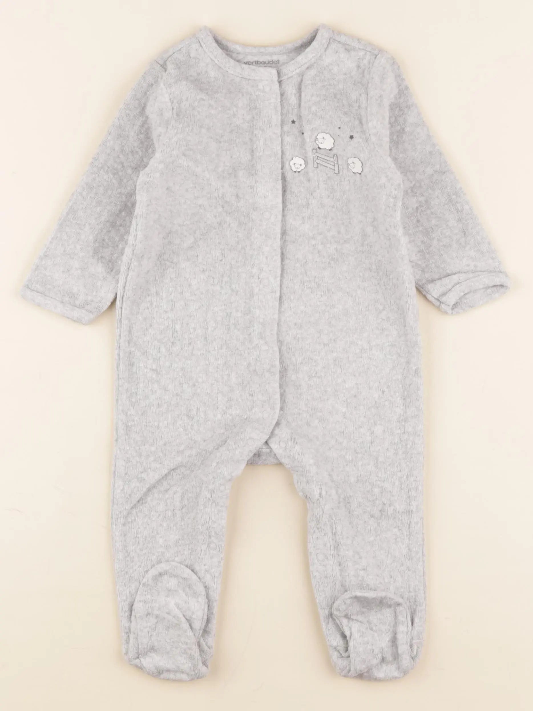 Vertbaudet - pyjama velours gris - 9 mois