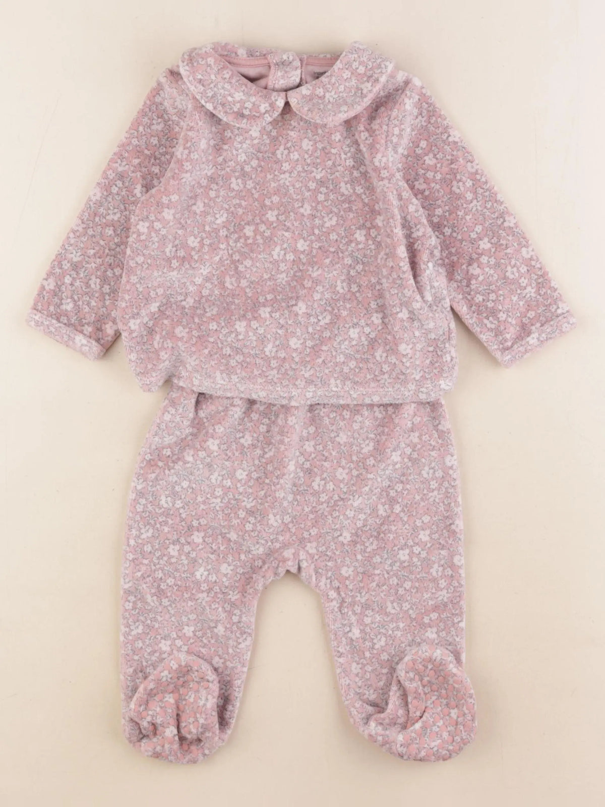 Vertbaudet - pyjama velours rose - 9 mois