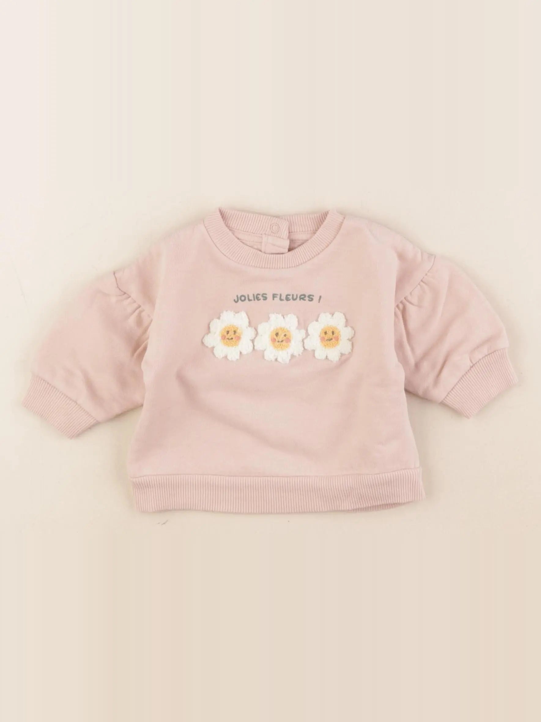 Vertbaudet - sweat rose - 9 mois
