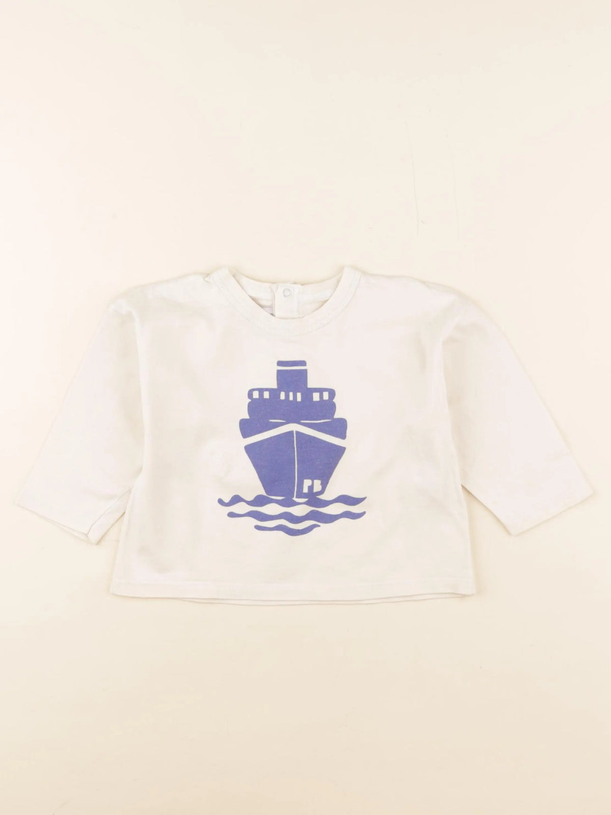 Petit Bateau - tee-shirt bleu, beige - 18 mois
