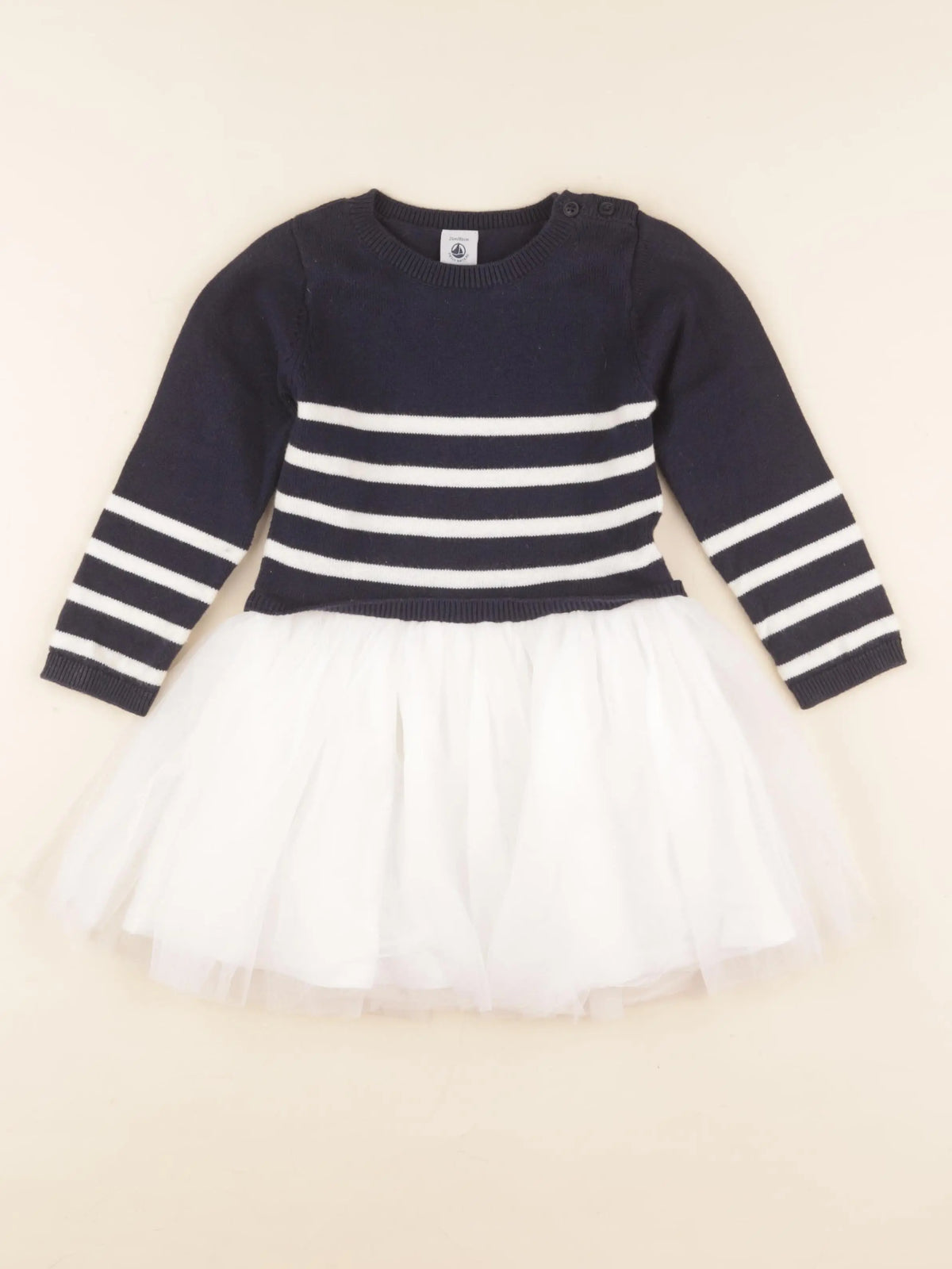 Petit Bateau - robe bleu, blanc - 24 mois