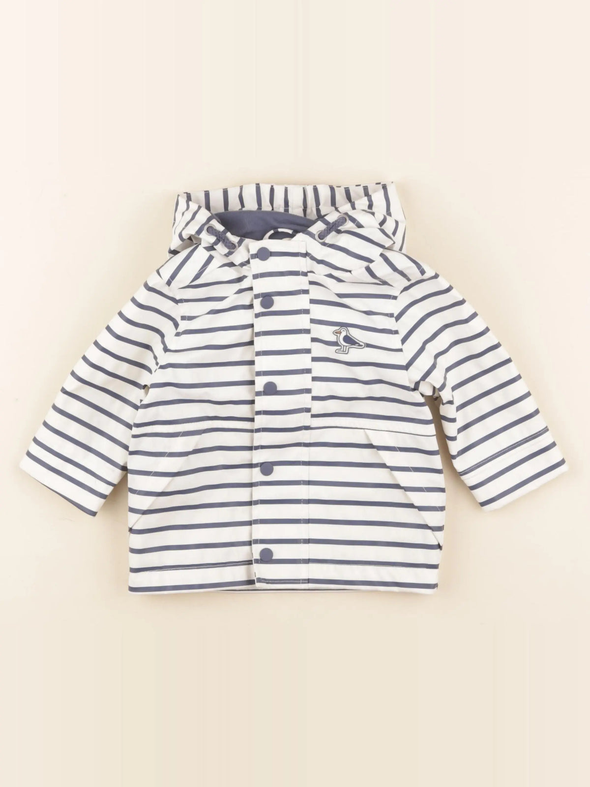 Vertbaudet - imperméable bleu, blanc - 6 mois