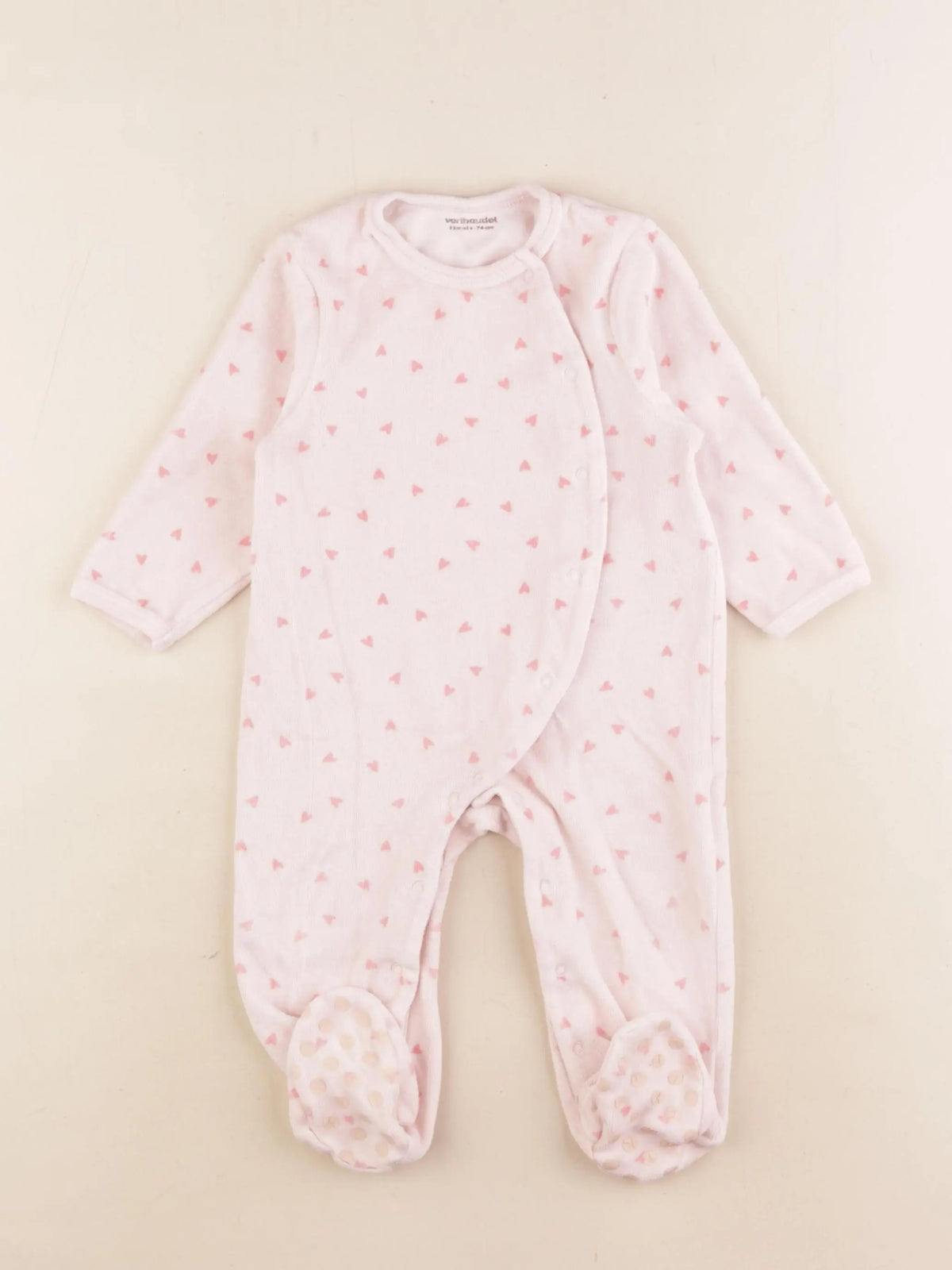 Vertbaudet - pyjama velours rose - 12 mois