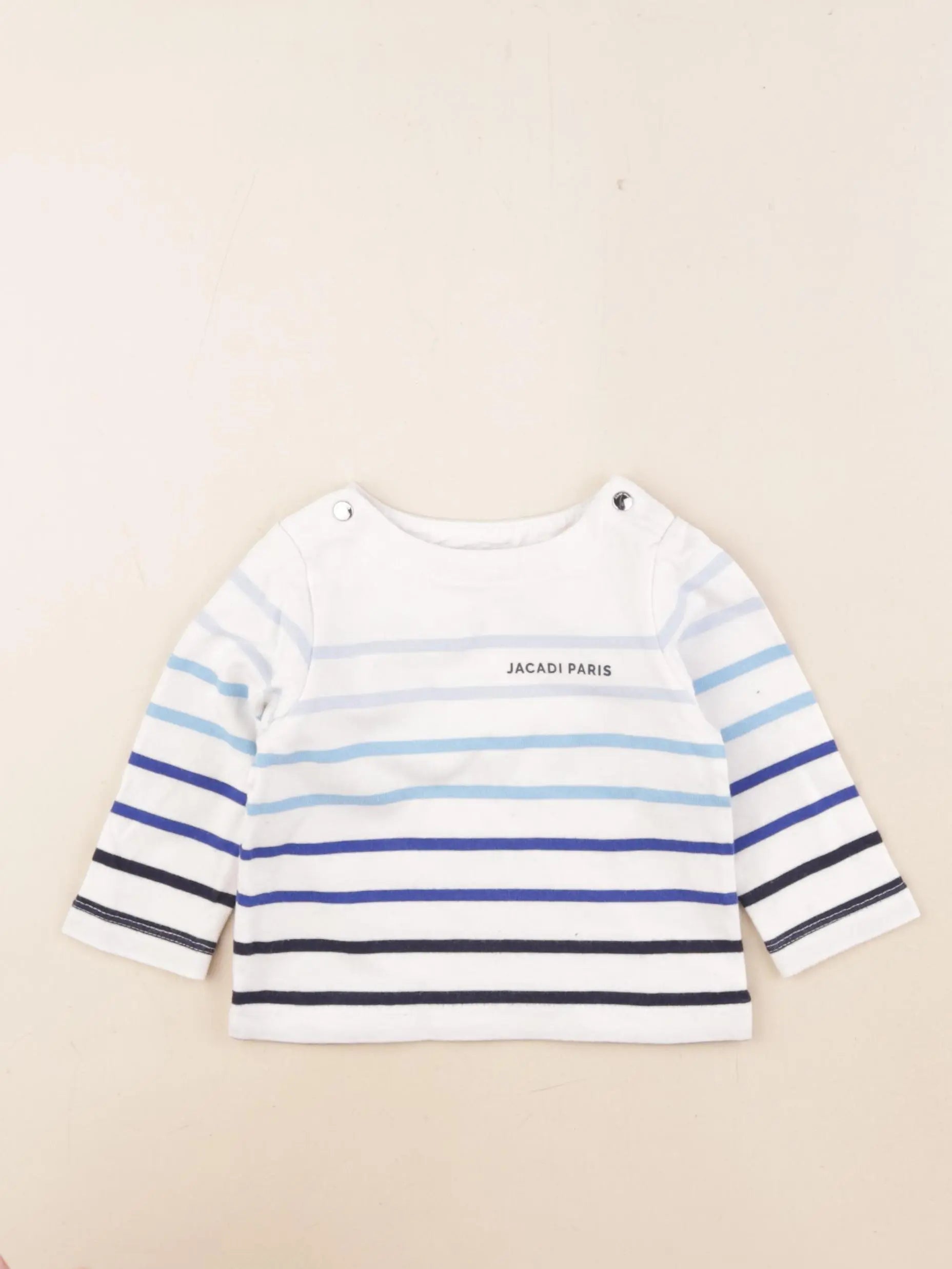 Jacadi - tee-shirt bleu, blanc - 12 mois