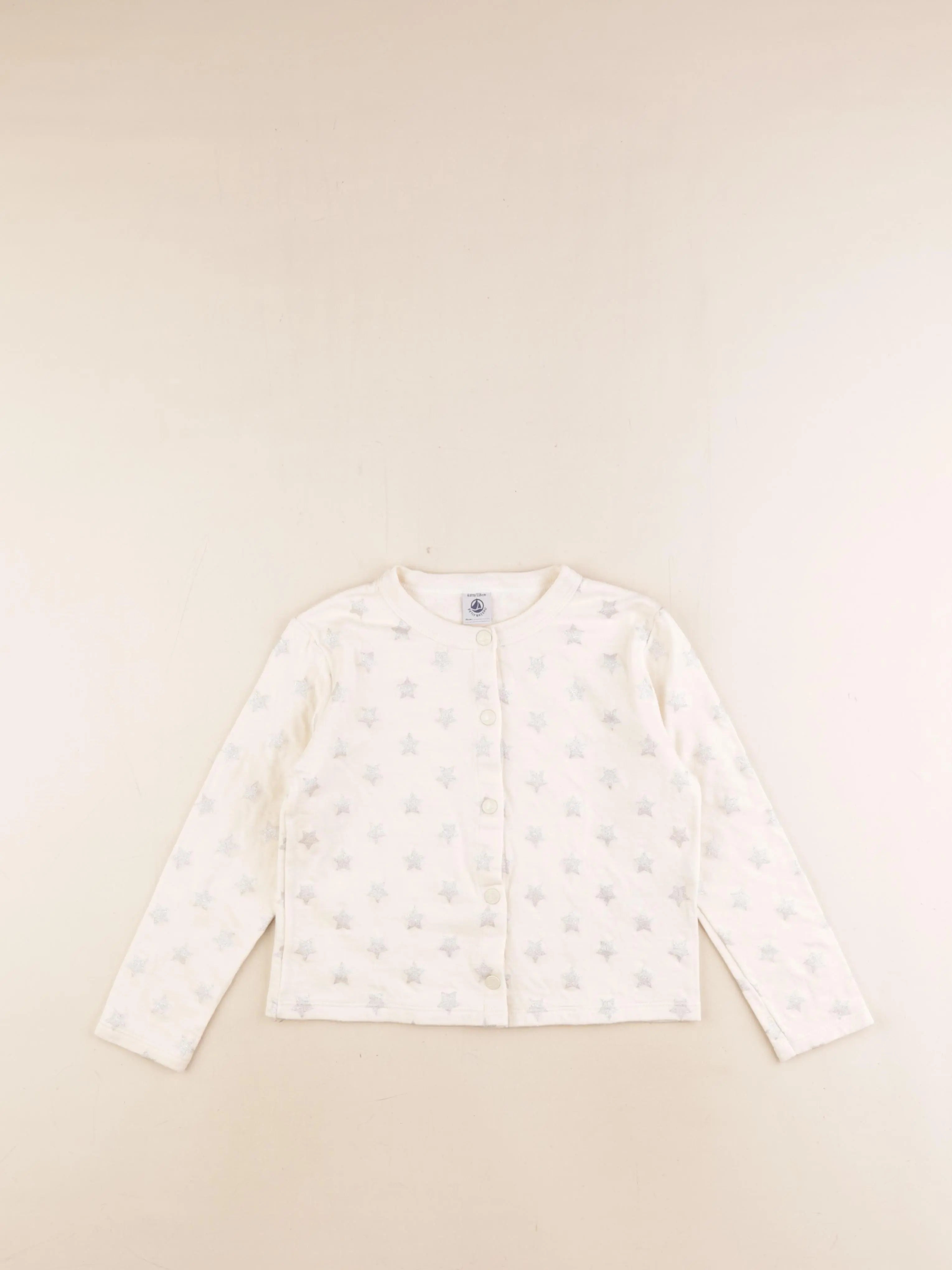 Petit Bateau - sweat beige, argent - 6 ans