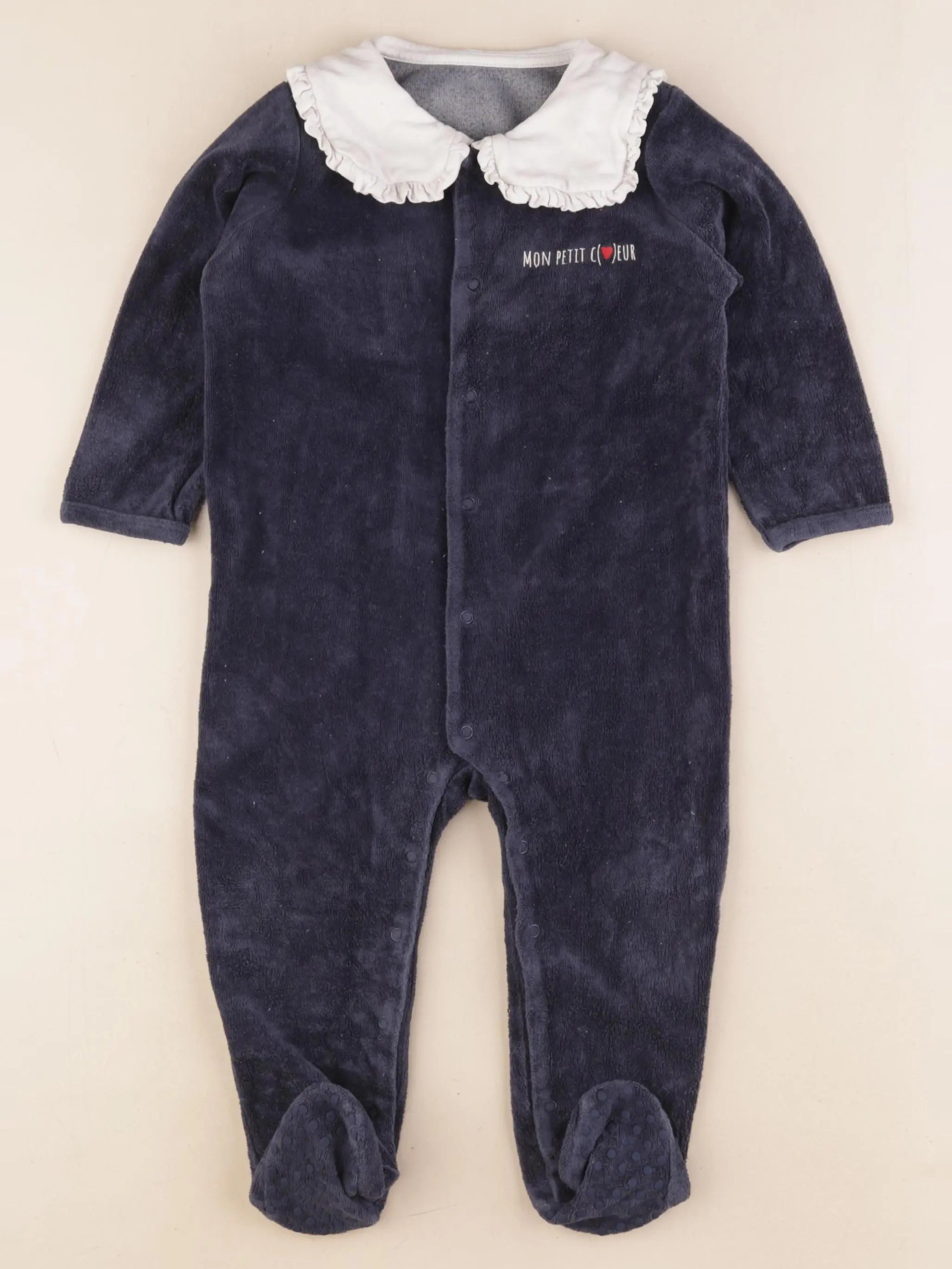 Vertbaudet - pyjama velours bleu - 18 mois