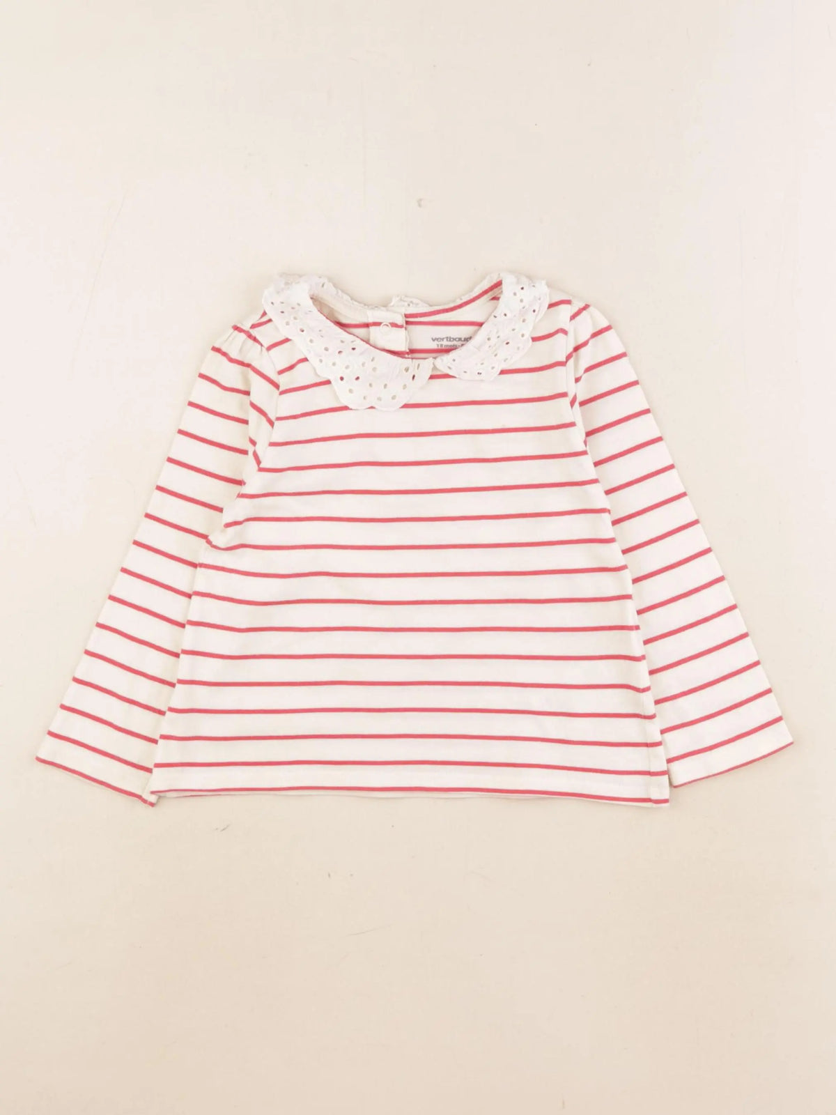 Vertbaudet - tee-shirt beige, rouge - 18 mois