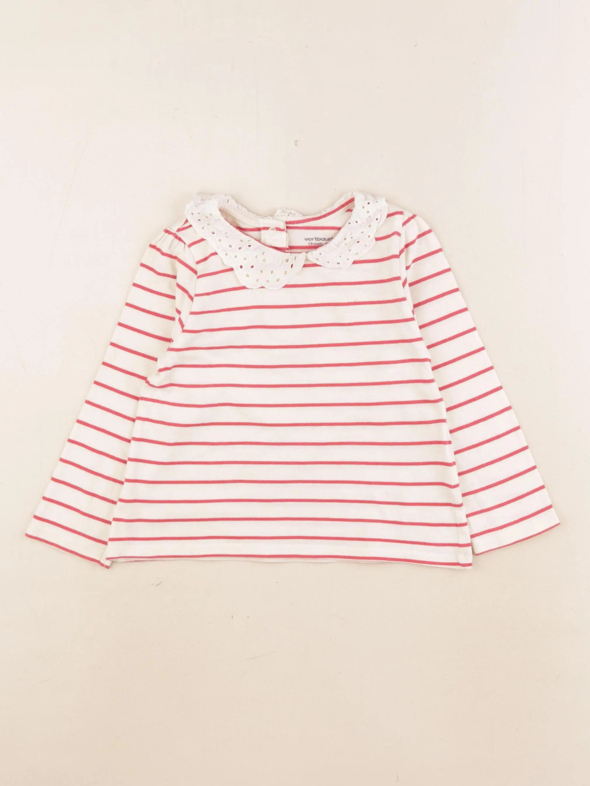 Vertbaudet - tee-shirt beige, rouge - 18 mois