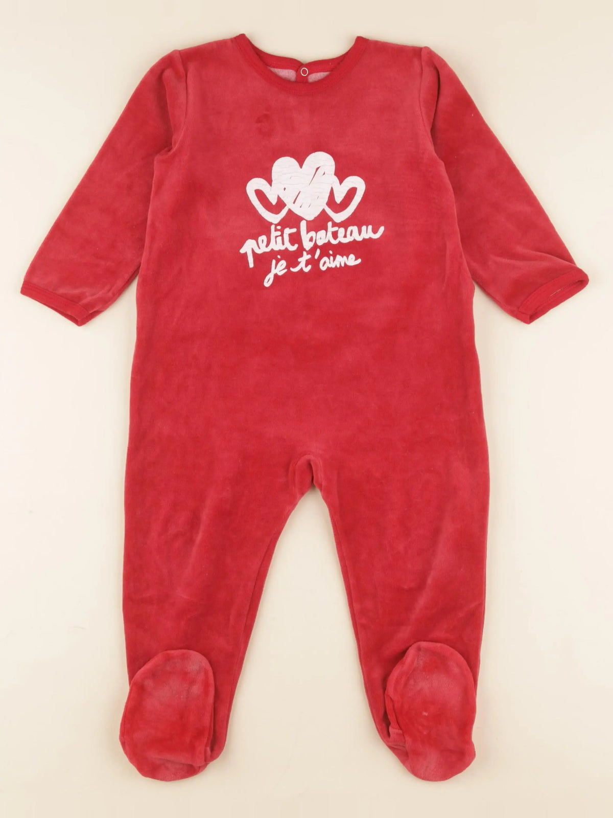 Petit Bateau - pyjama velours rouge - 24 mois