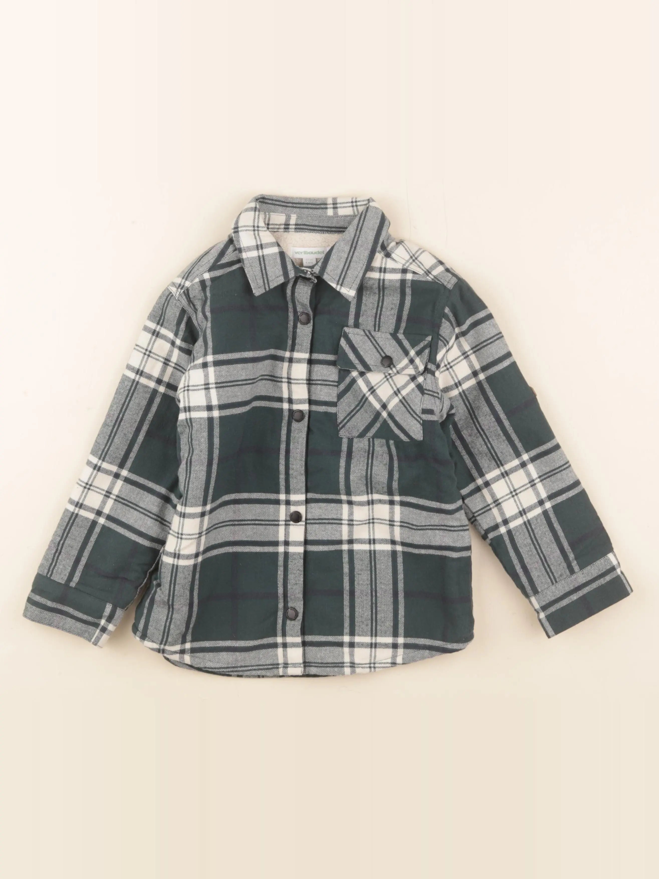 Vertbaudet - chemise beige, vert - 4 ans