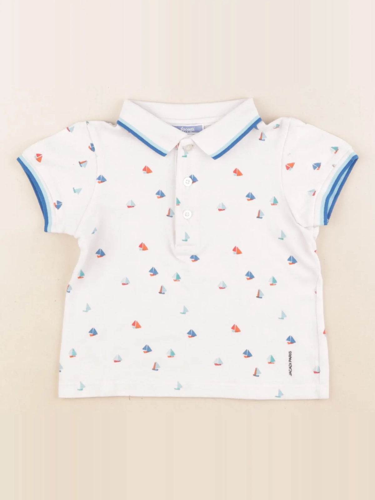 Jacadi - polo blanc, bleu - 24 mois