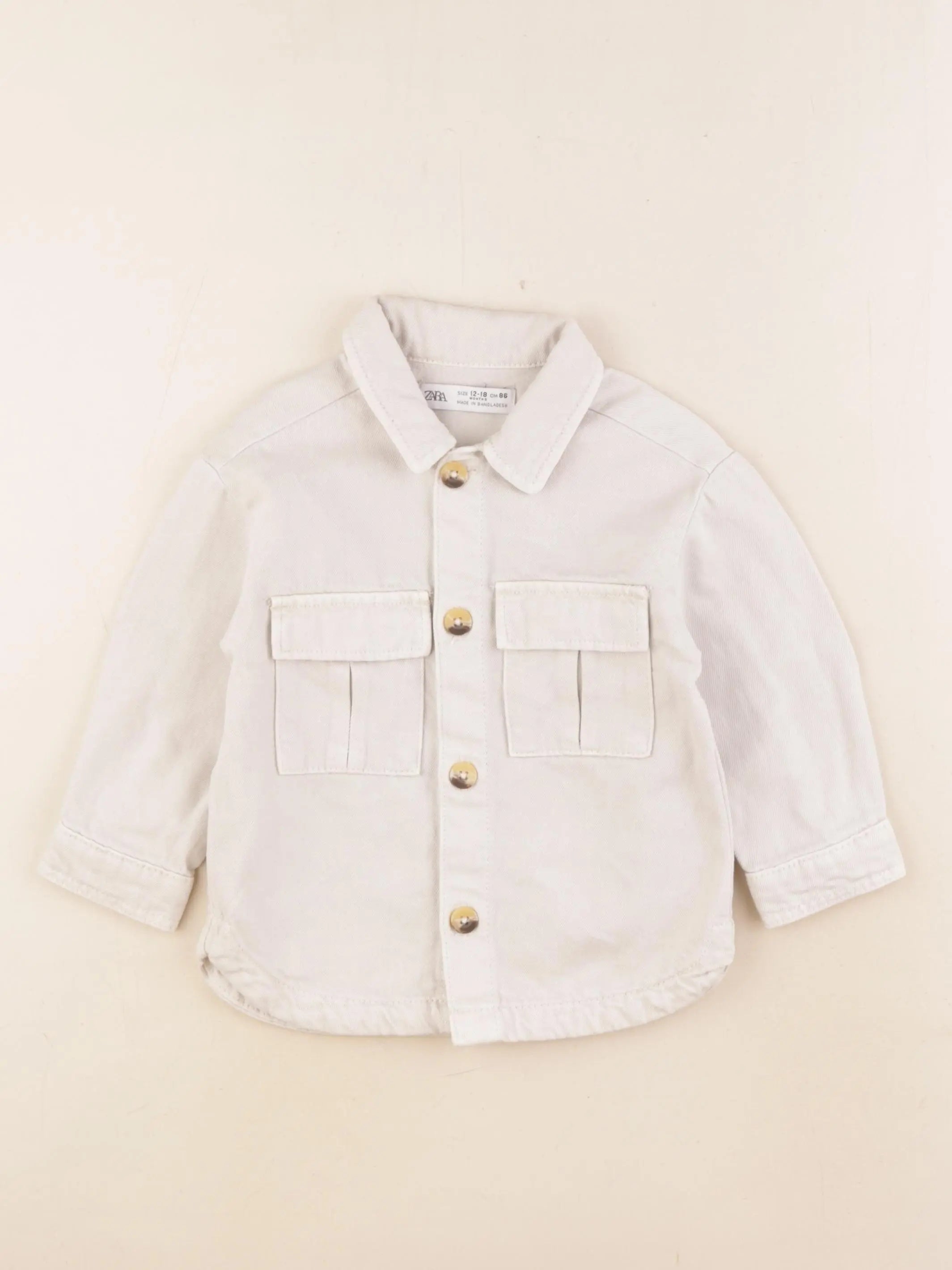 Zara - veste imprimé au dos beige - 12/18 mois