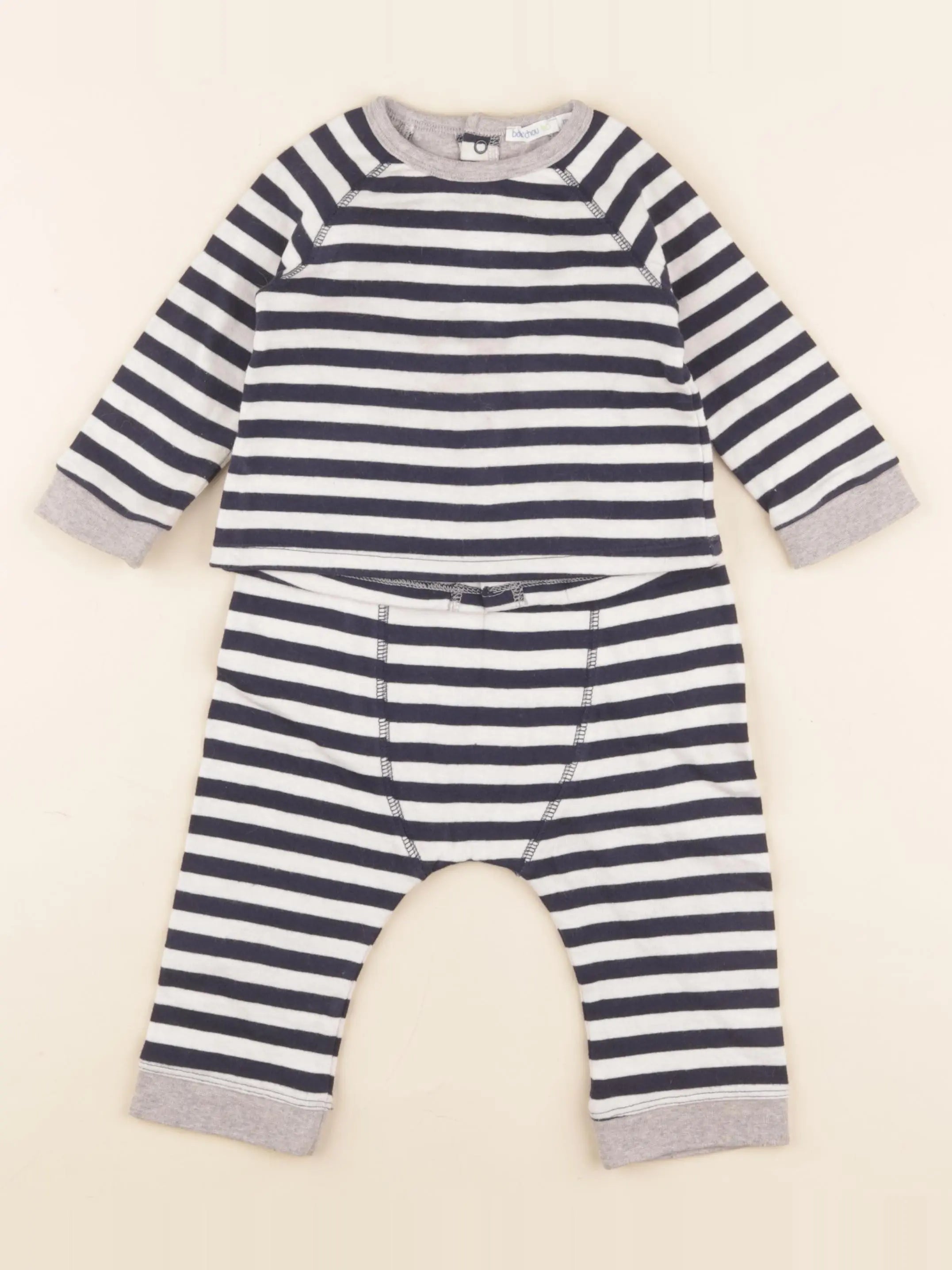 Boutchou - ensemble blanc, bleu - 1 an