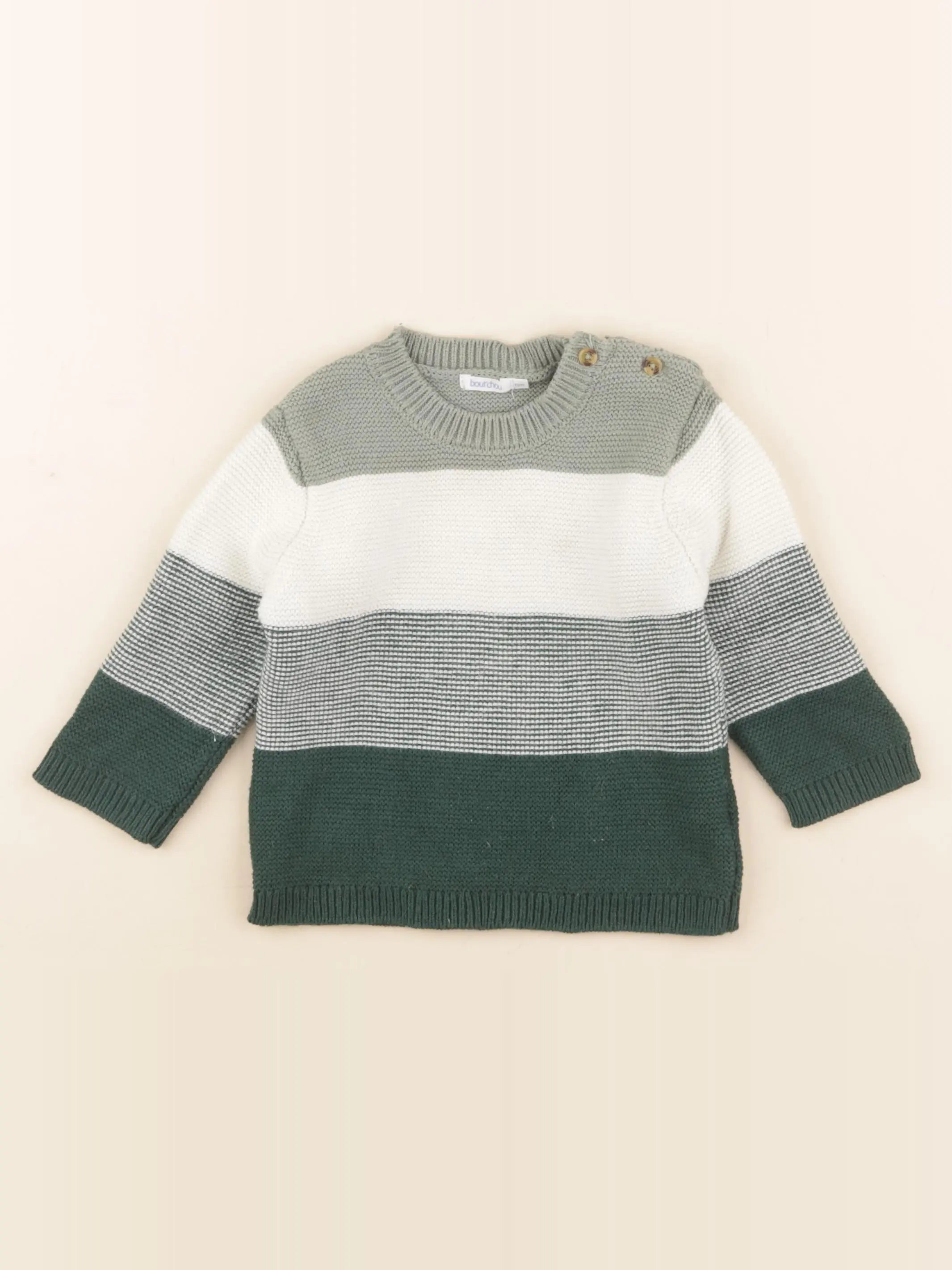 Boutchou - pull blanc, vert - 1 an