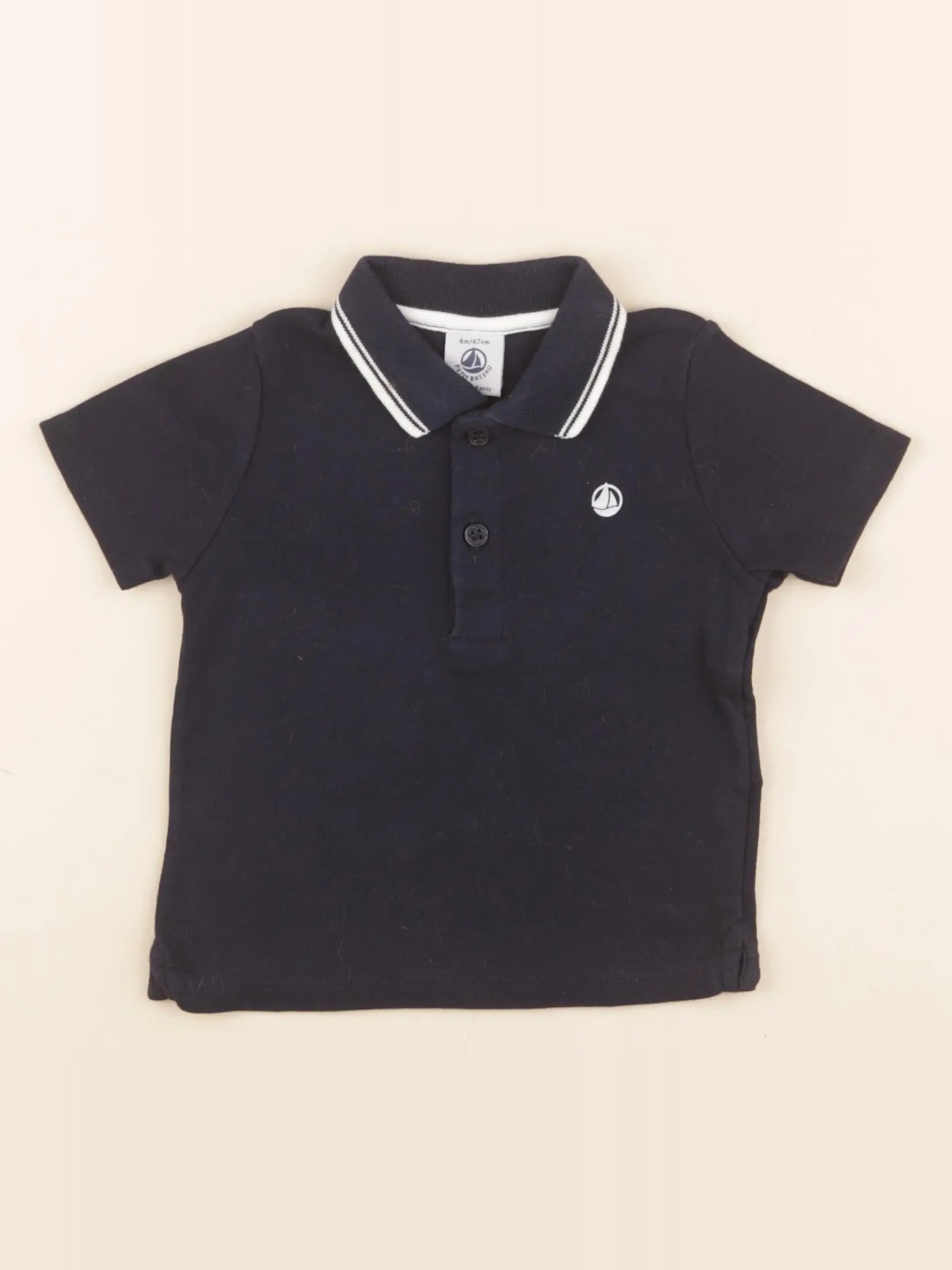 Petit Bateau - polo bleu - 6 mois