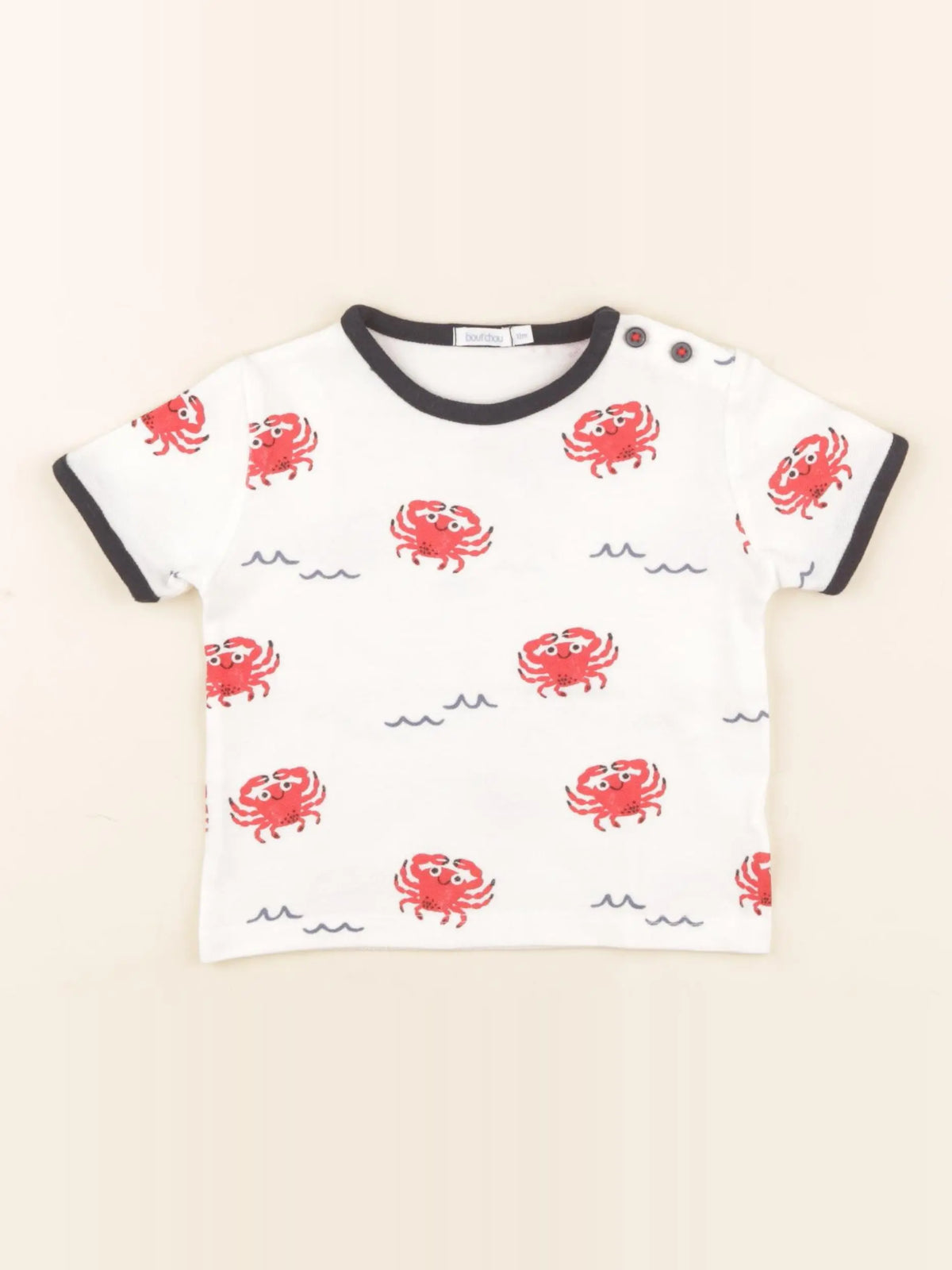 Boutchou - tee-shirt blanc, bleu - 1 an