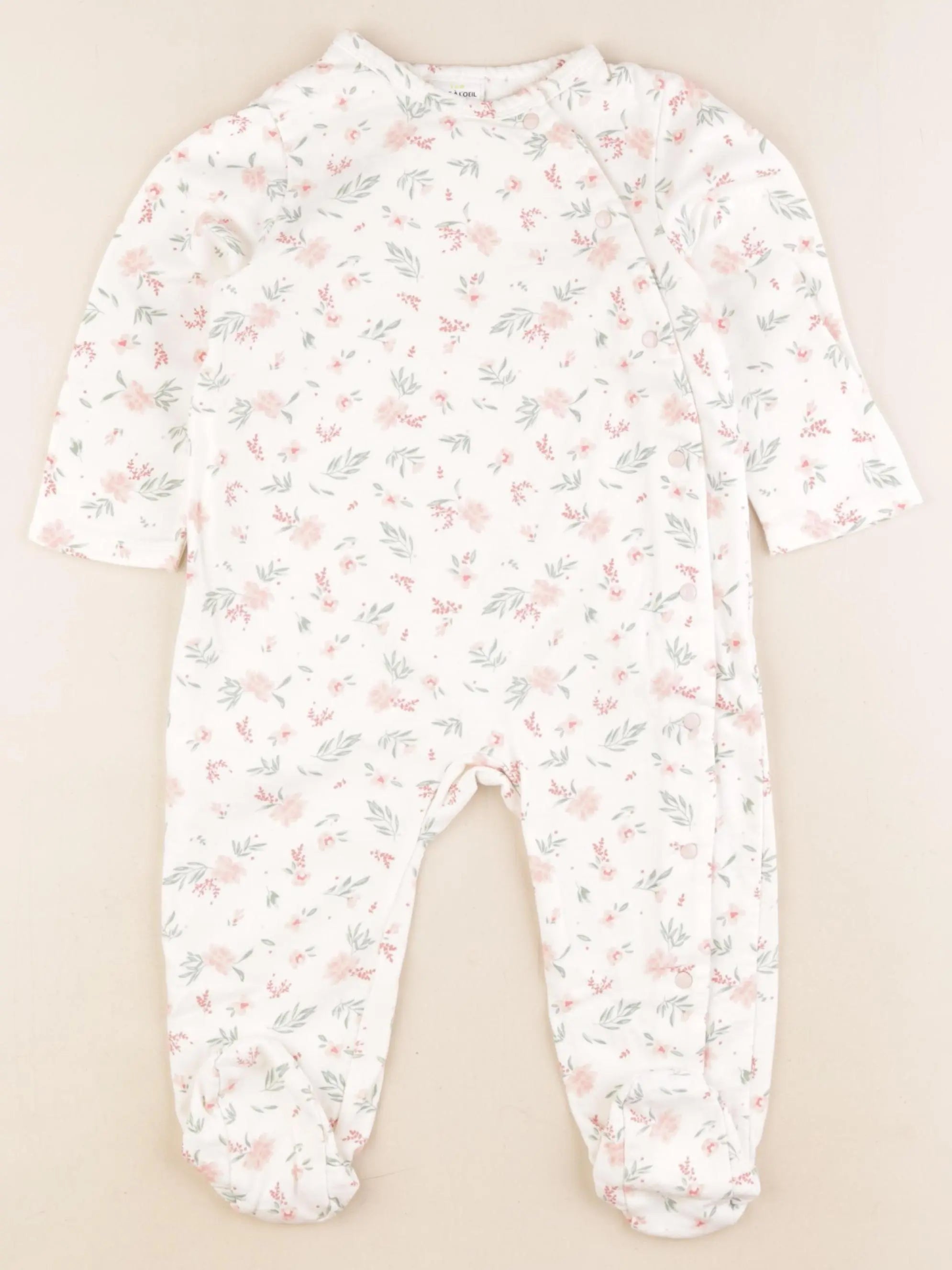 Tape à l'oeil - pyjama coton blanc, rose - 24 mois