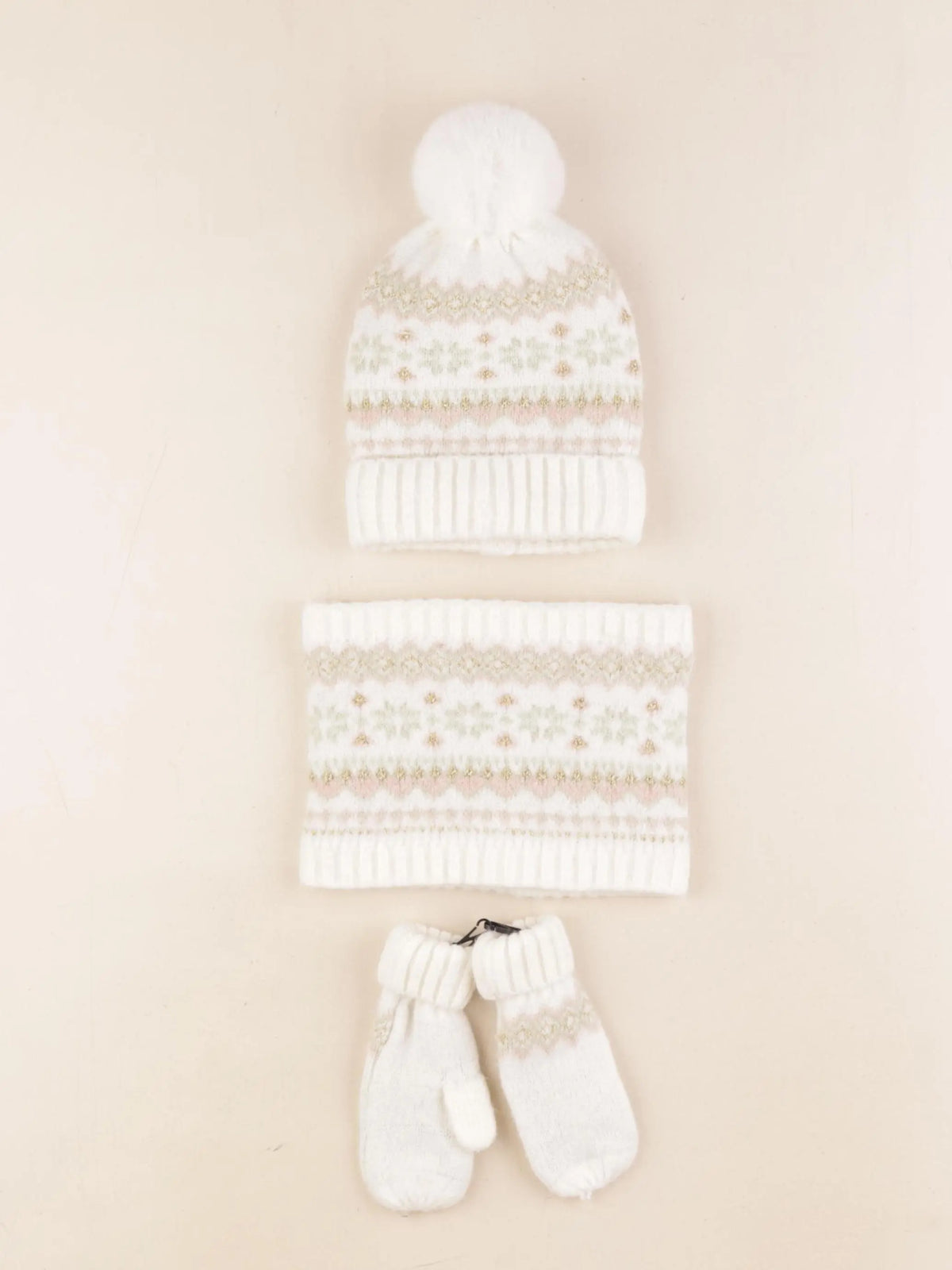 Vertbaudet - ensemble bonnet/moufles beige, or - 2/3 ans
