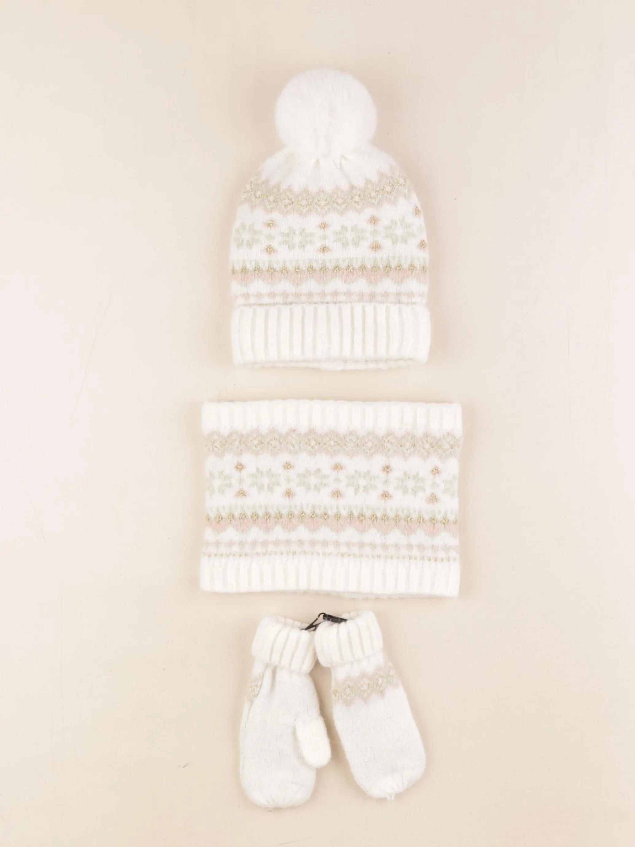 Vertbaudet - ensemble bonnet/moufles beige, or - 2/3 ans