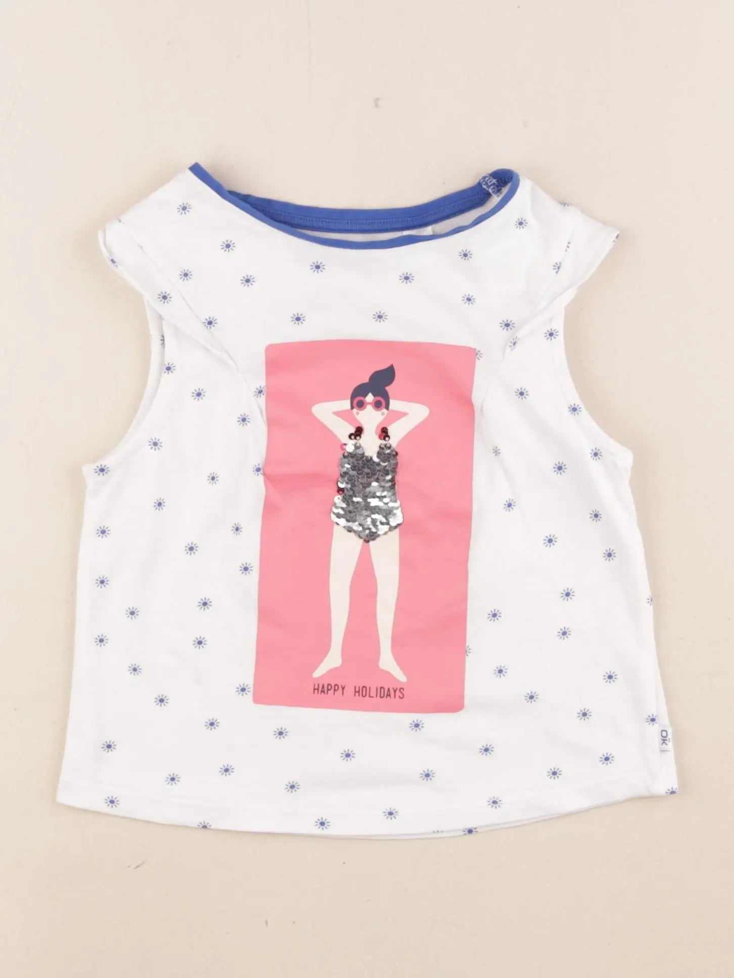 Okaidi - tee-shirt blanc, bleu - 5 ans