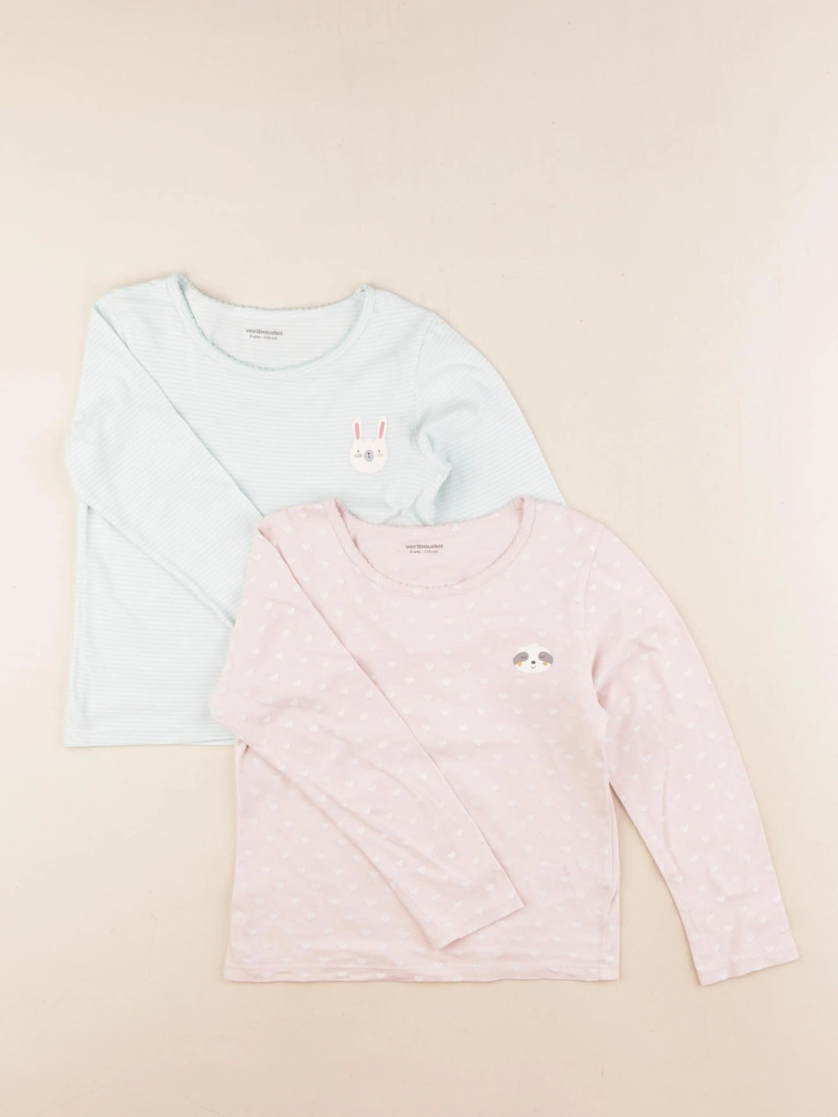 Vertbaudet - lot de 2 maillots de corps rose, vert - 6 ans