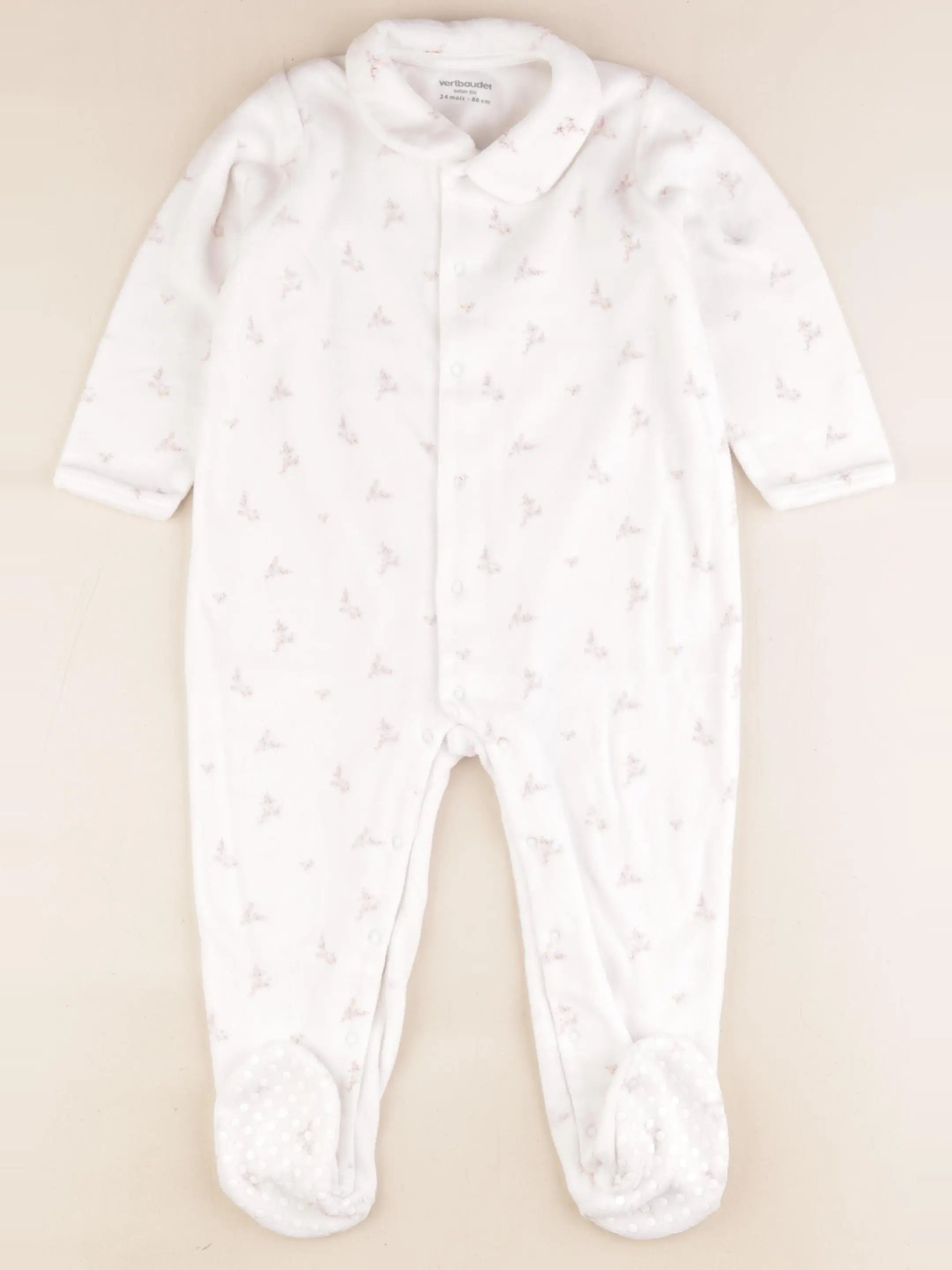 Vertbaudet - pyjama velours blanc - 24 mois