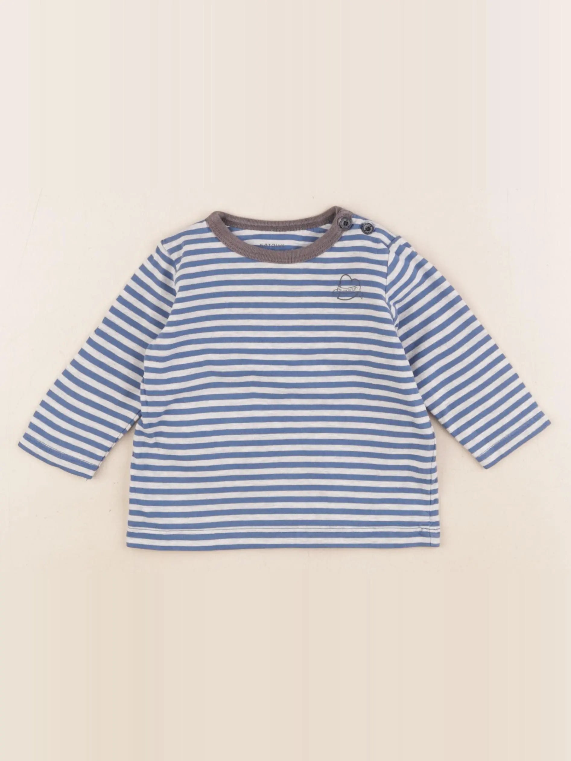 Natalys - tee-shirt bleu, gris - 9 mois