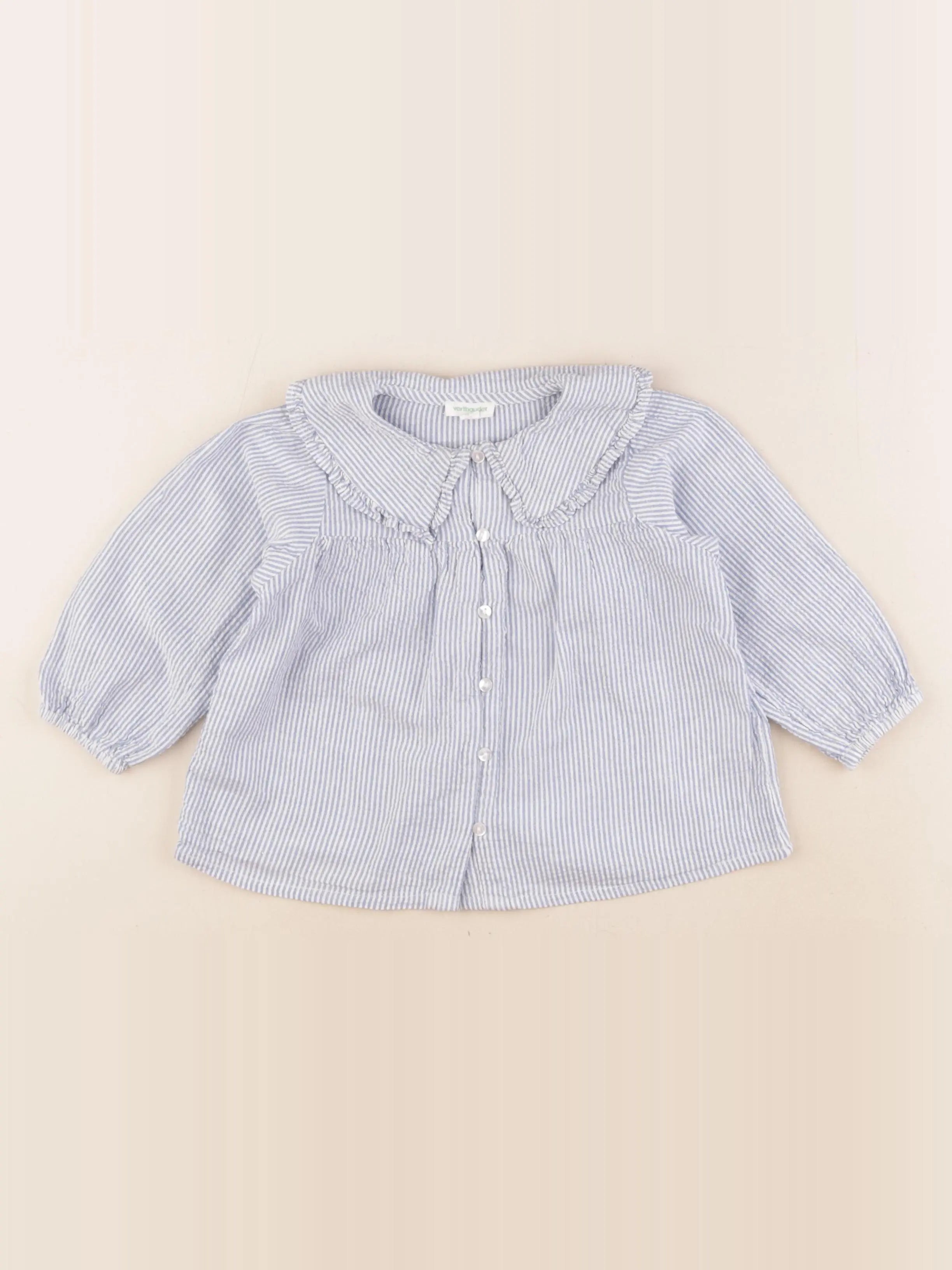 Vertbaudet - blouse blanc, bleu - 18 mois