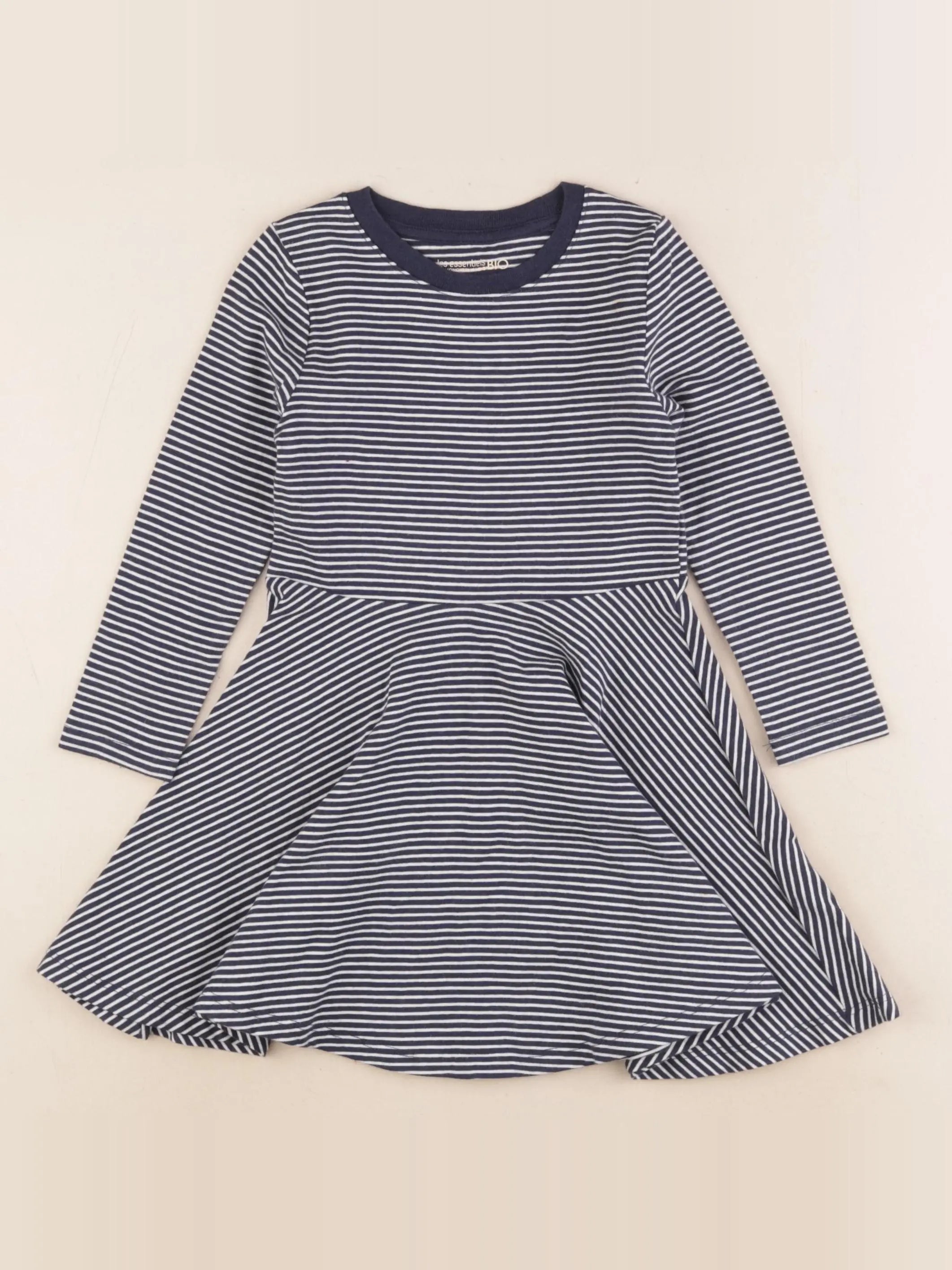 Monoprix - robe bleu, blanc - 3 ans
