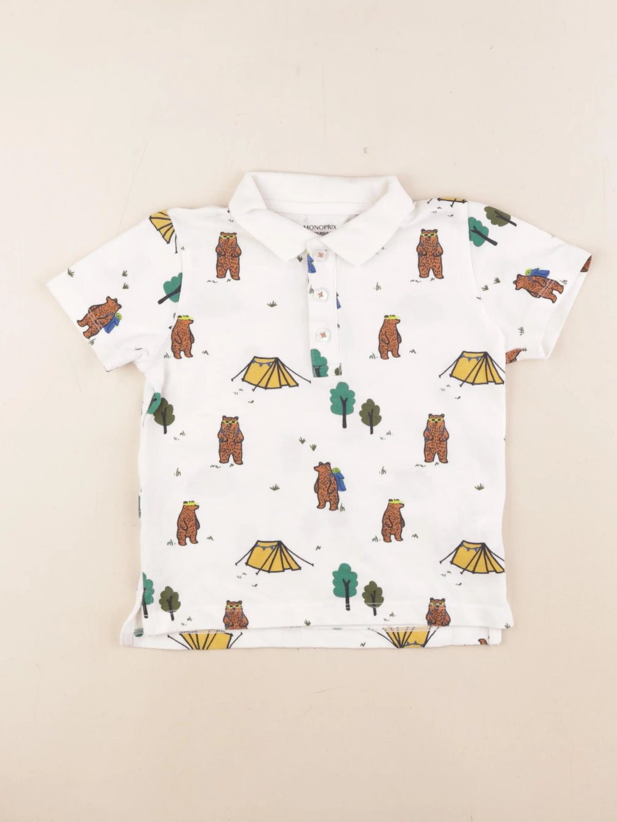 Monoprix - polo blanc, multicolore - 3 ans