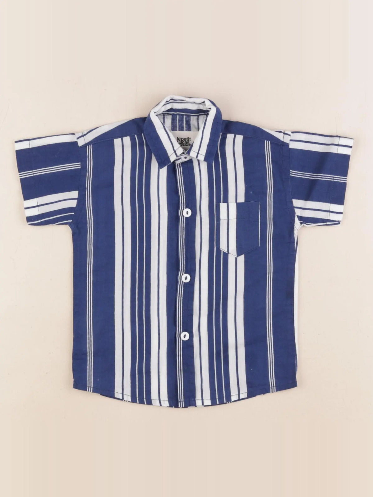 Lucas du Tertre - chemise blanc, bleu - 6/9 mois
