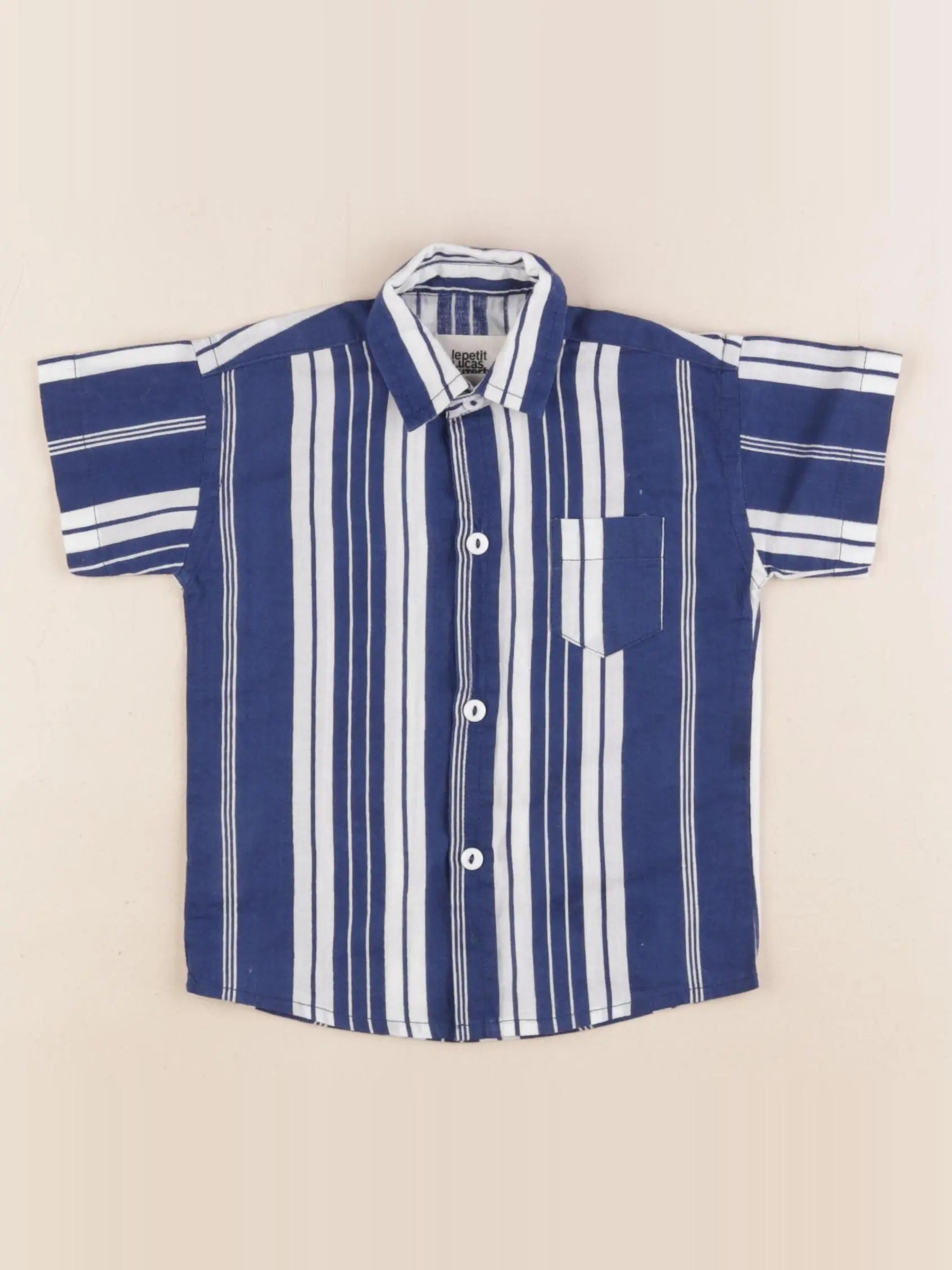 Lucas du Tertre - chemise blanc, bleu - 6/9 mois