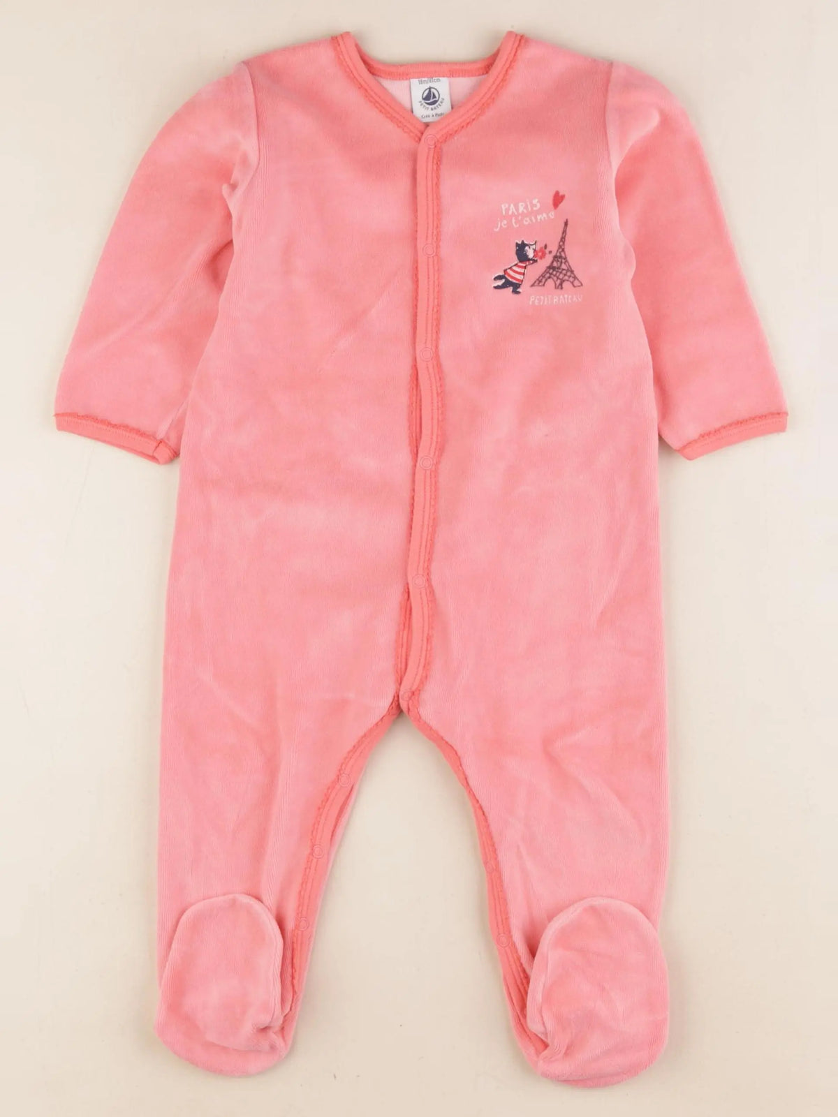 Petit Bateau - pyjama velours rose - 18 mois