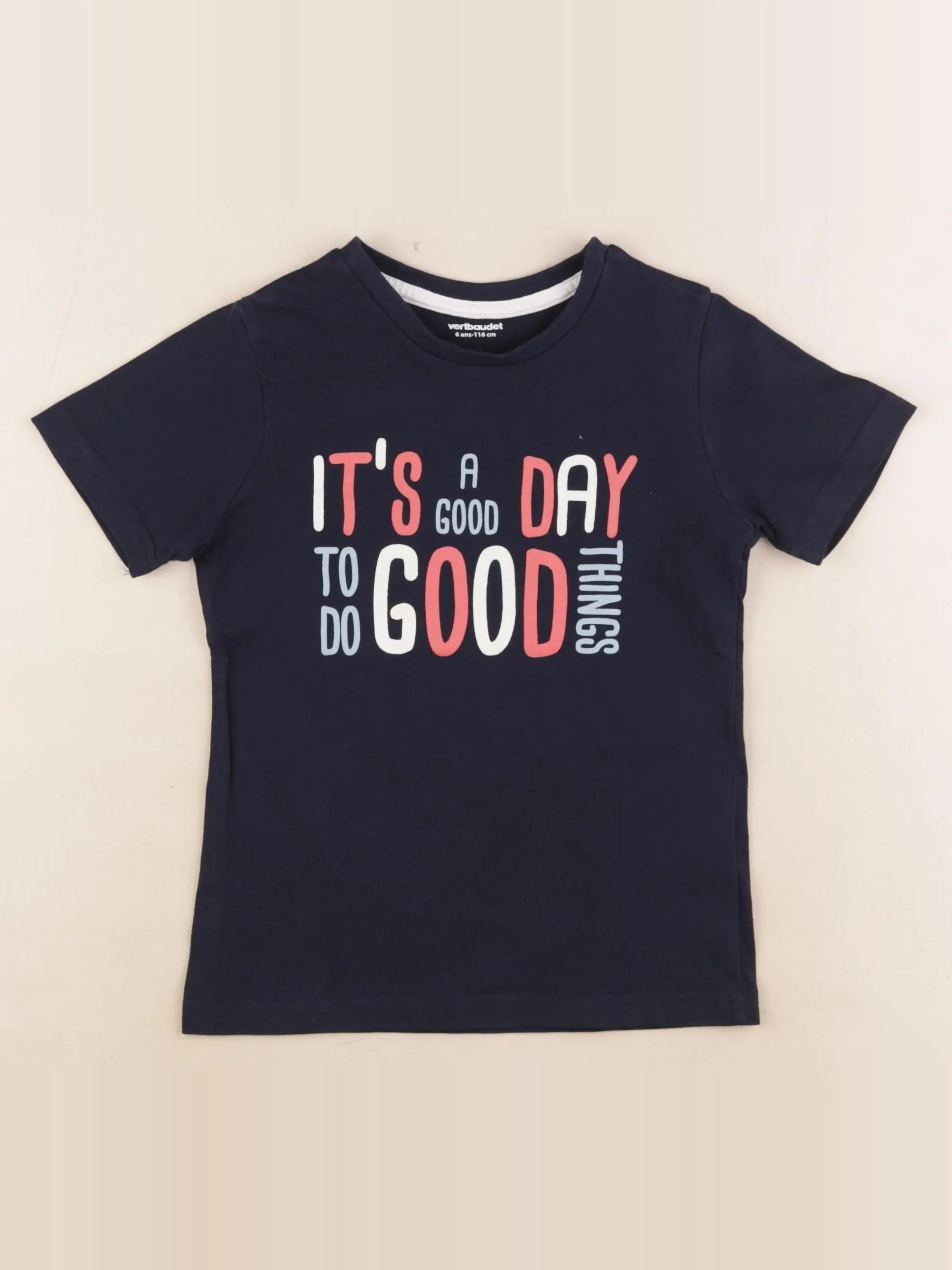 Vertbaudet - tee-shirt bleu - 6 ans