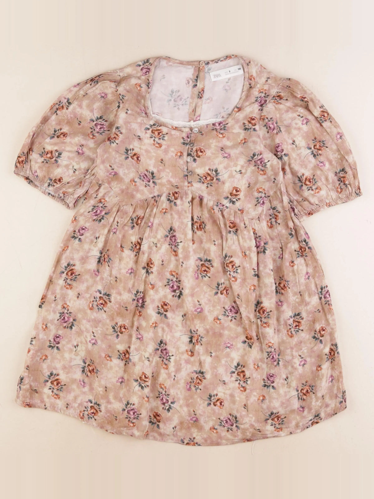 Zara - robe marron, rose - 8 ans