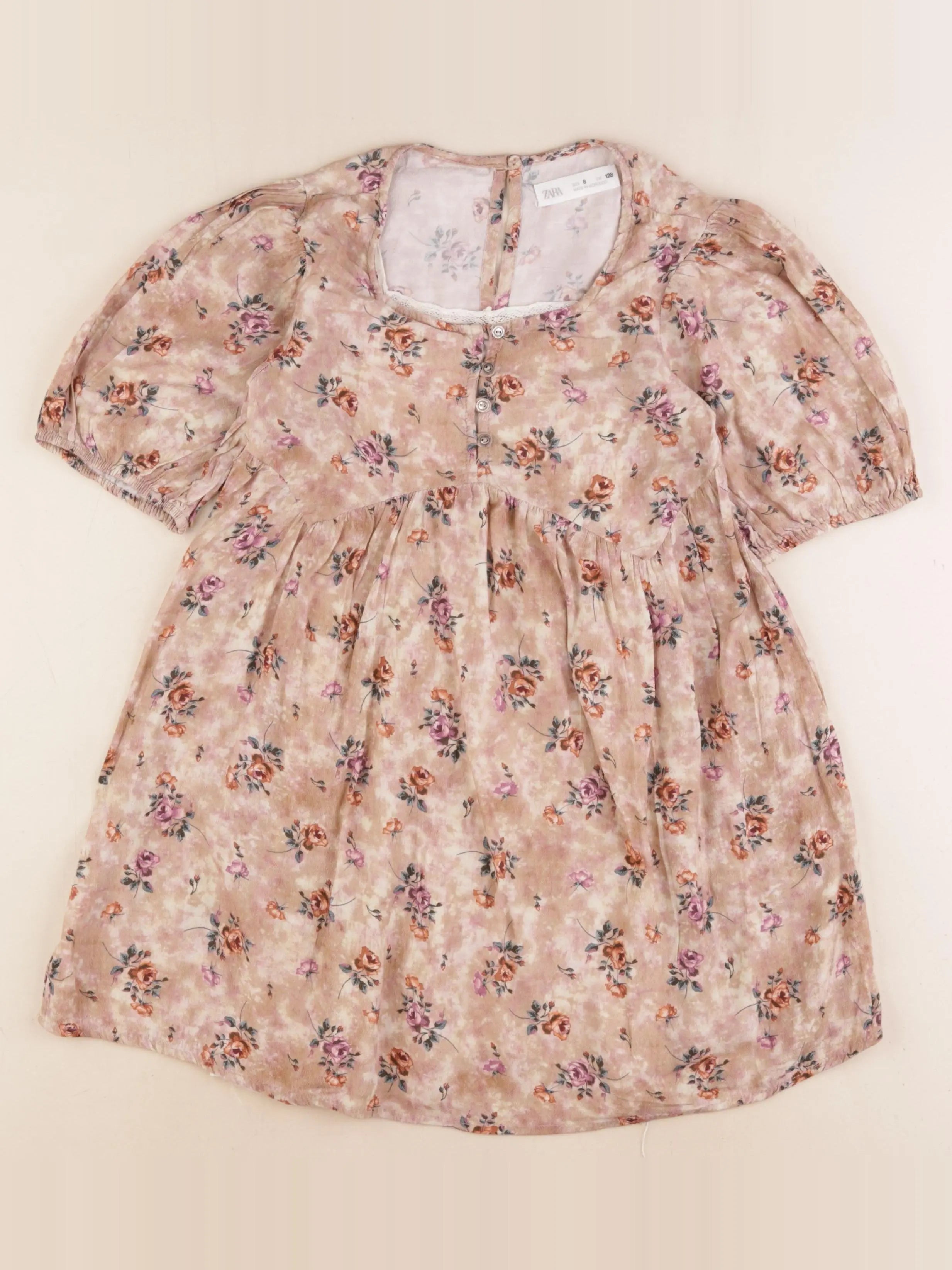 Zara - robe marron, rose - 8 ans