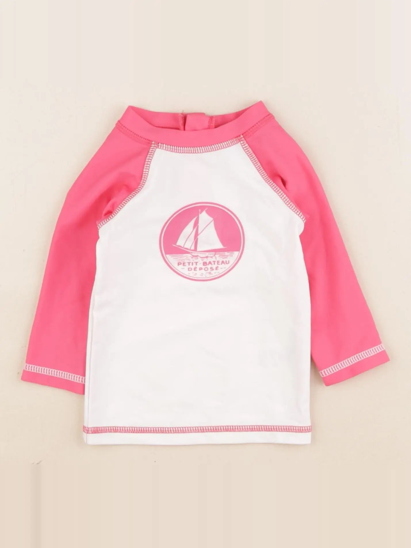 Petit Bateau - tee-shirt de bain blanc, rose - 12 mois