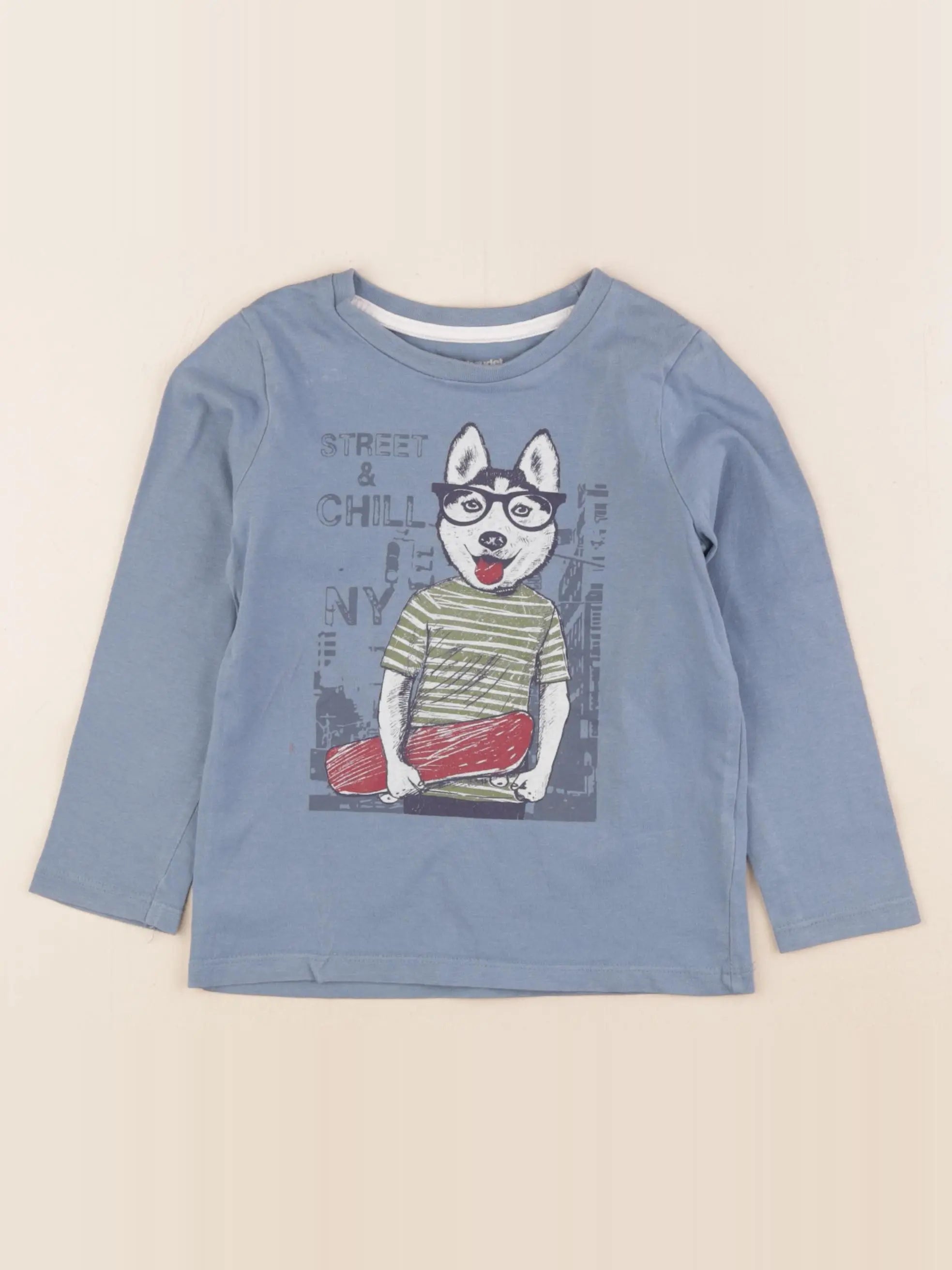 Vertbaudet - tee-shirt bleu - 4 ans