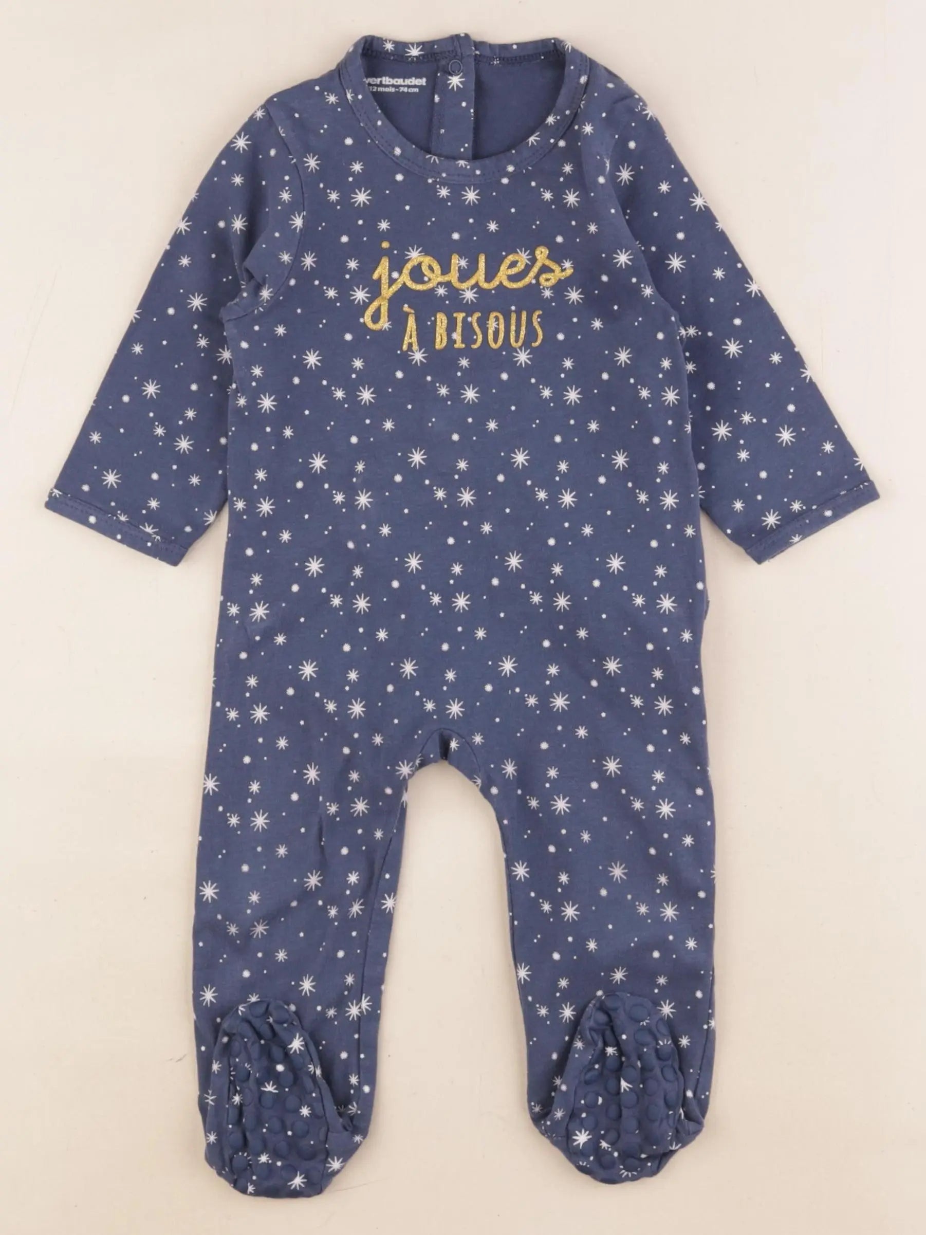 Vertbaudet - pyjama coton bleu - 12 mois
