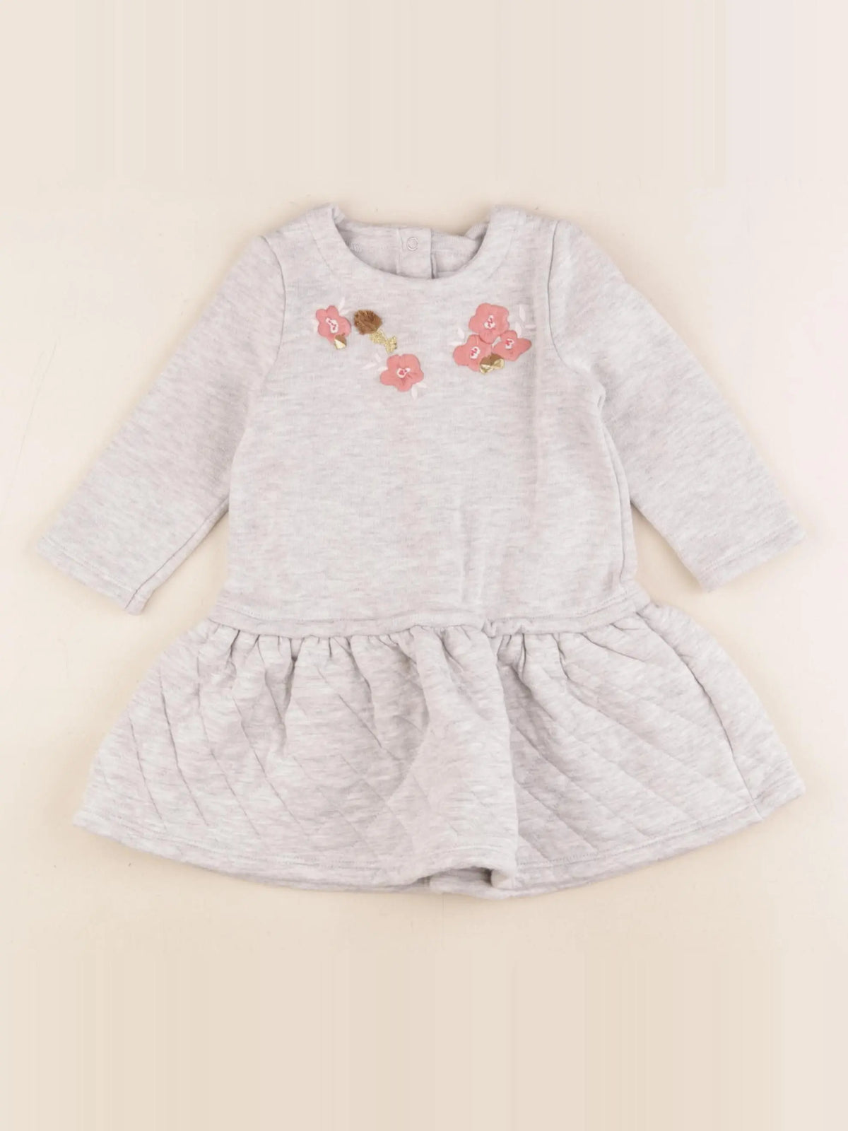 Petit Bateau - robe gris - 12 mois