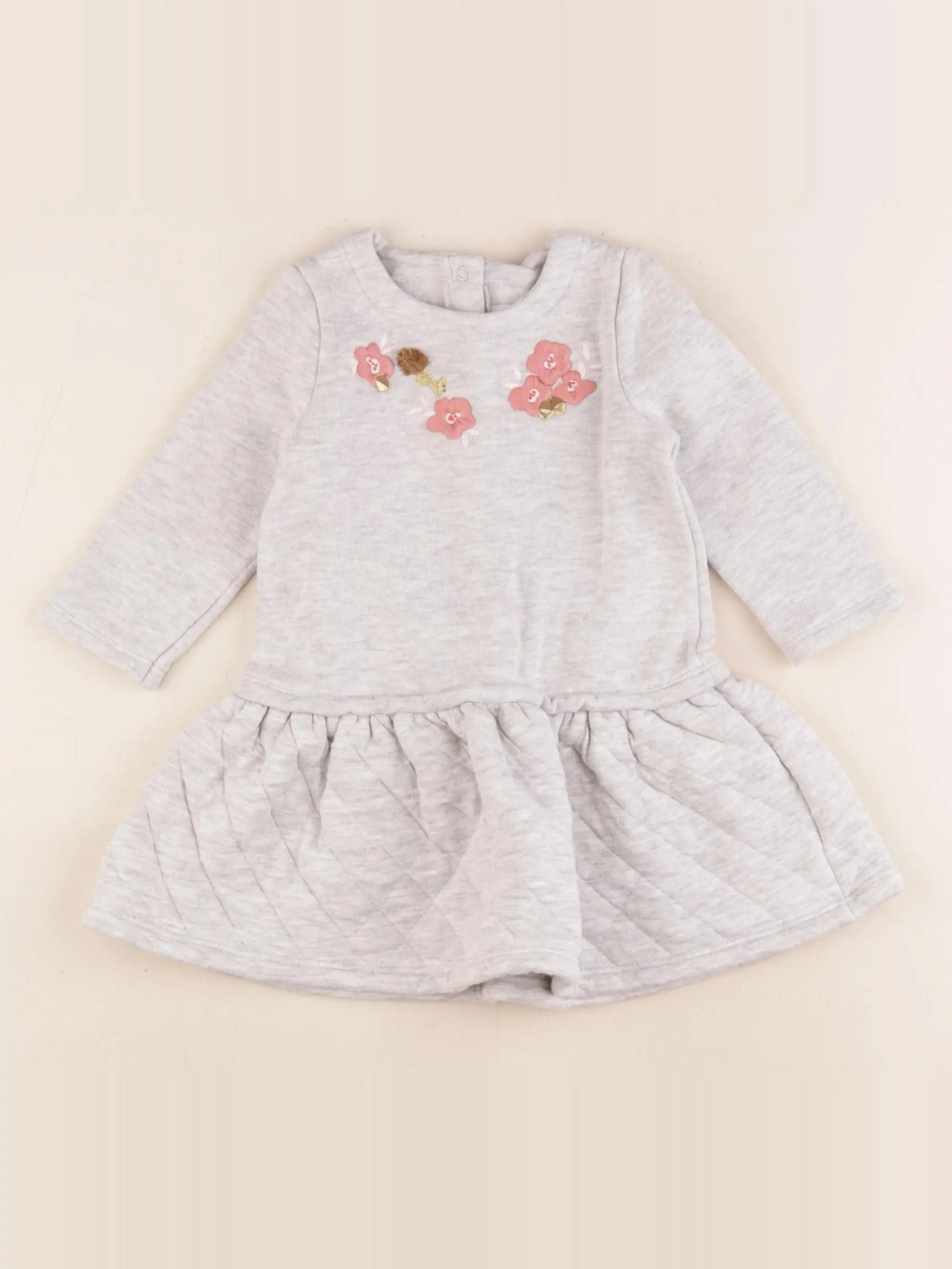 Petit Bateau - robe gris - 12 mois