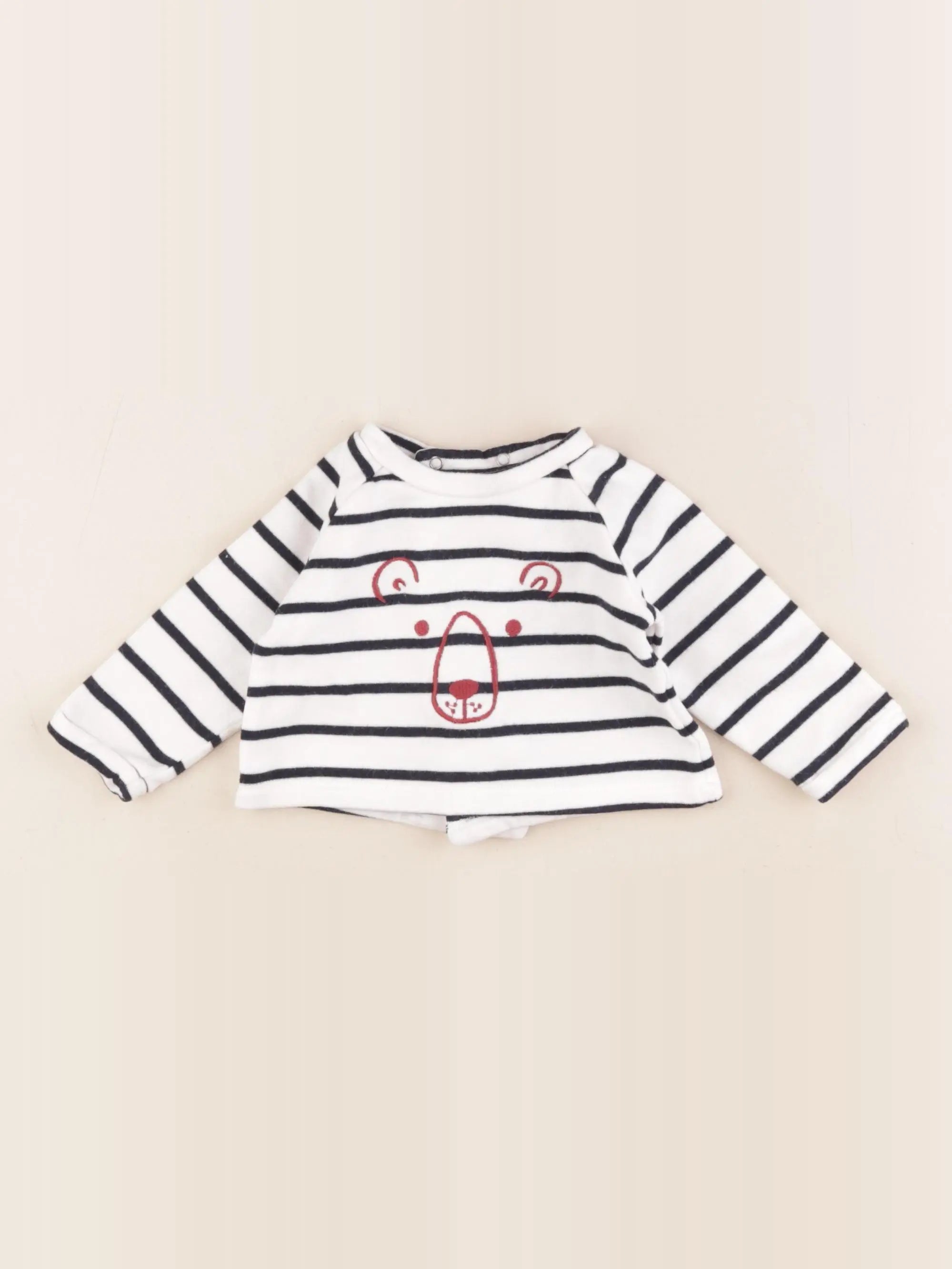 Boutchou - sweat blanc, bleu - 3 mois