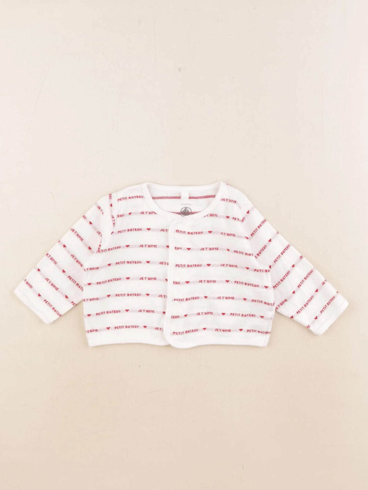 Petit Bateau - gilet blanc, rouge - 6 mois